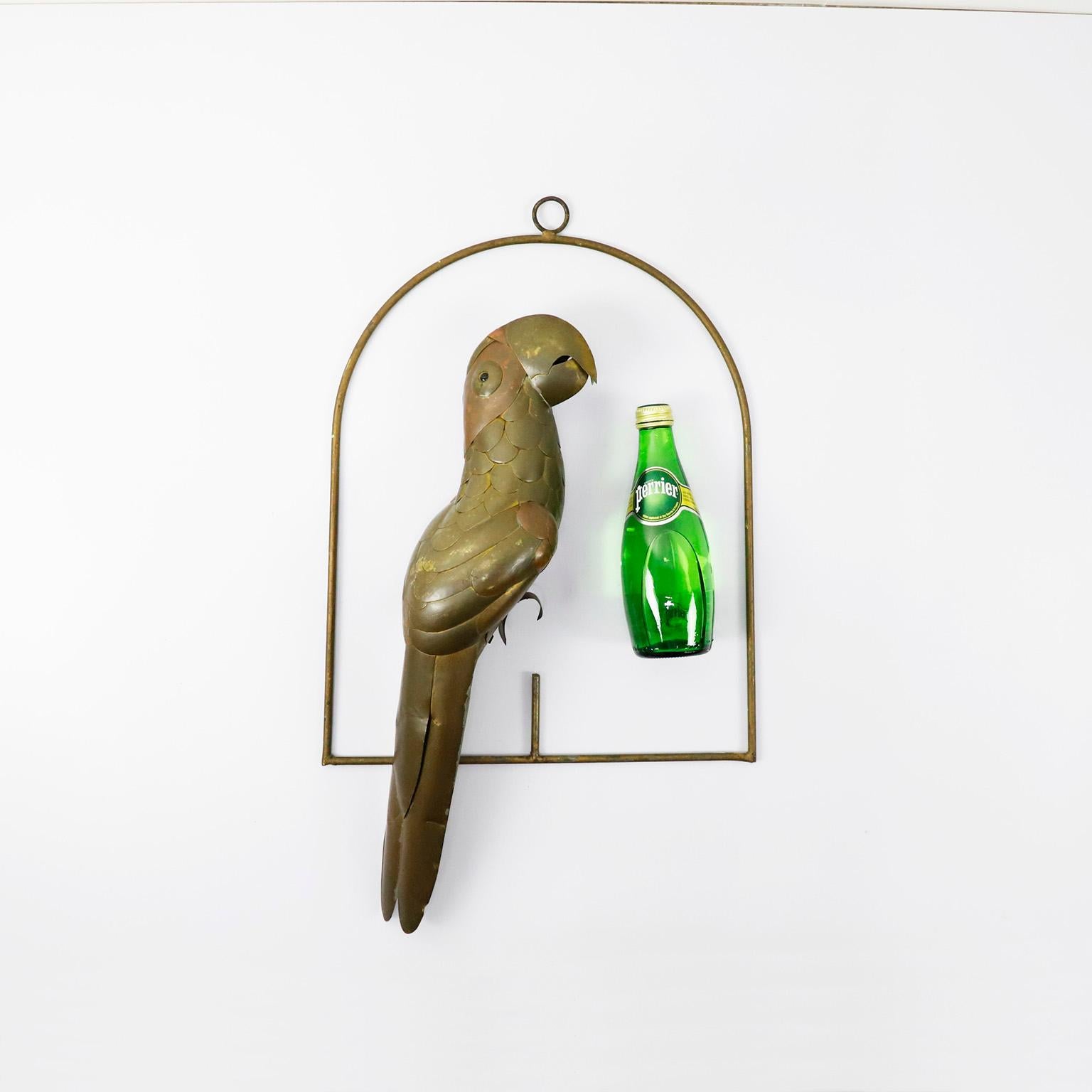 brass parrot on stand