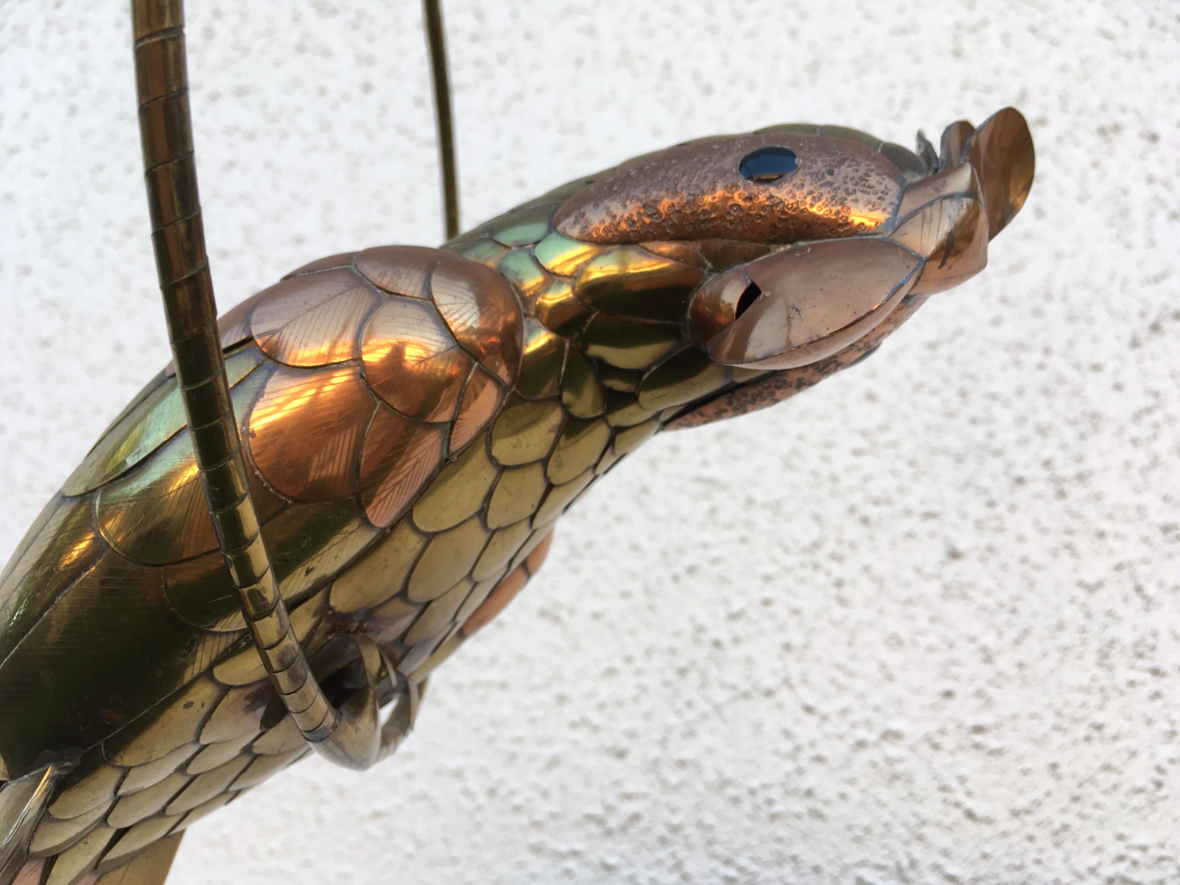 Brass Parrot Sculpture by Sergio Bustamante