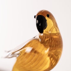Parrot Sculpture in Yellow Amber Murano glass original vintage, Italy in stock