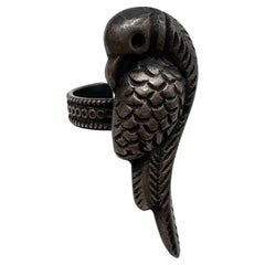 Antique Parrot silver ring handmade hand engraved hand crafted