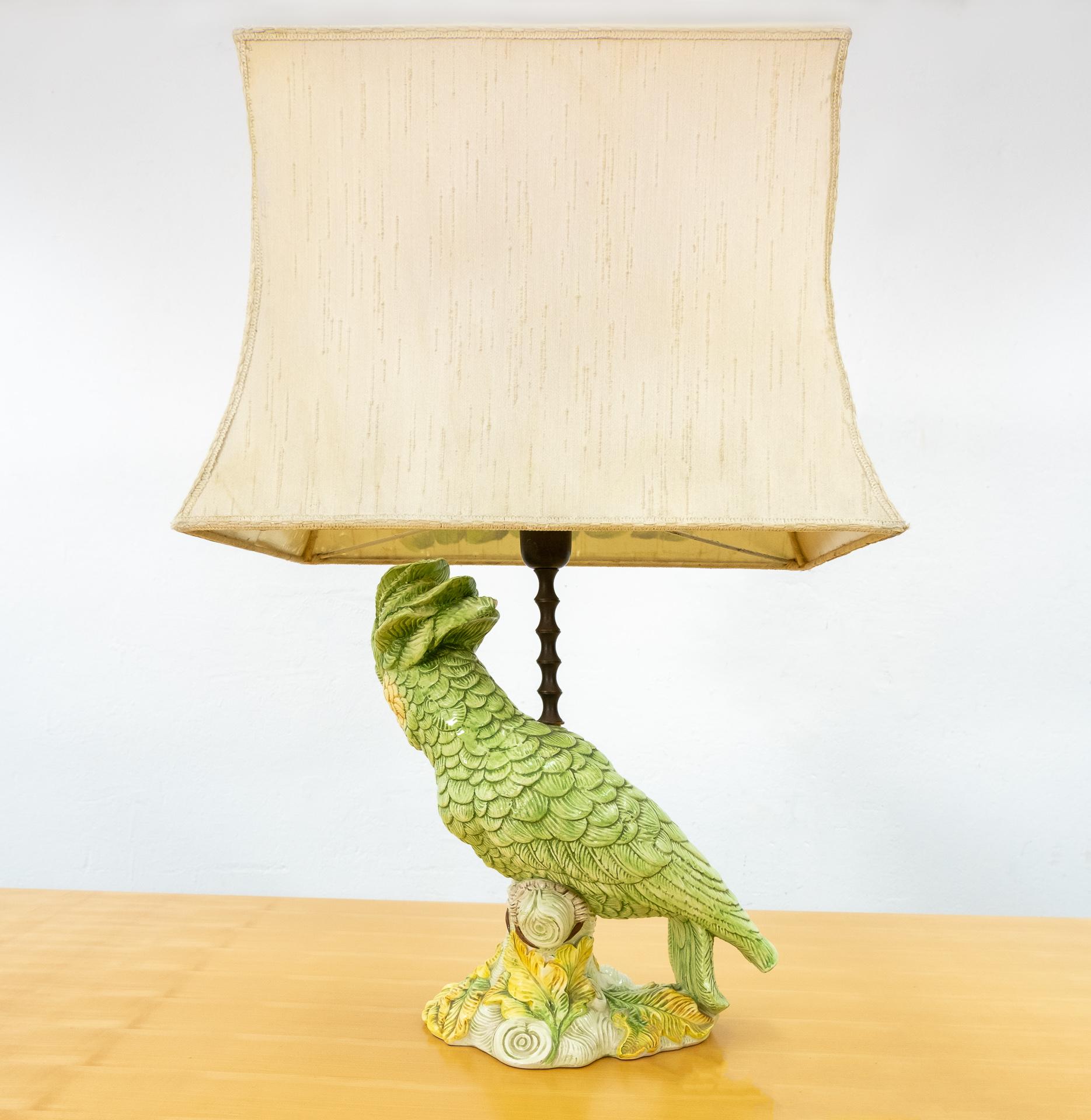 Ceramic Parrot Table Lamp, Italy, 1960s