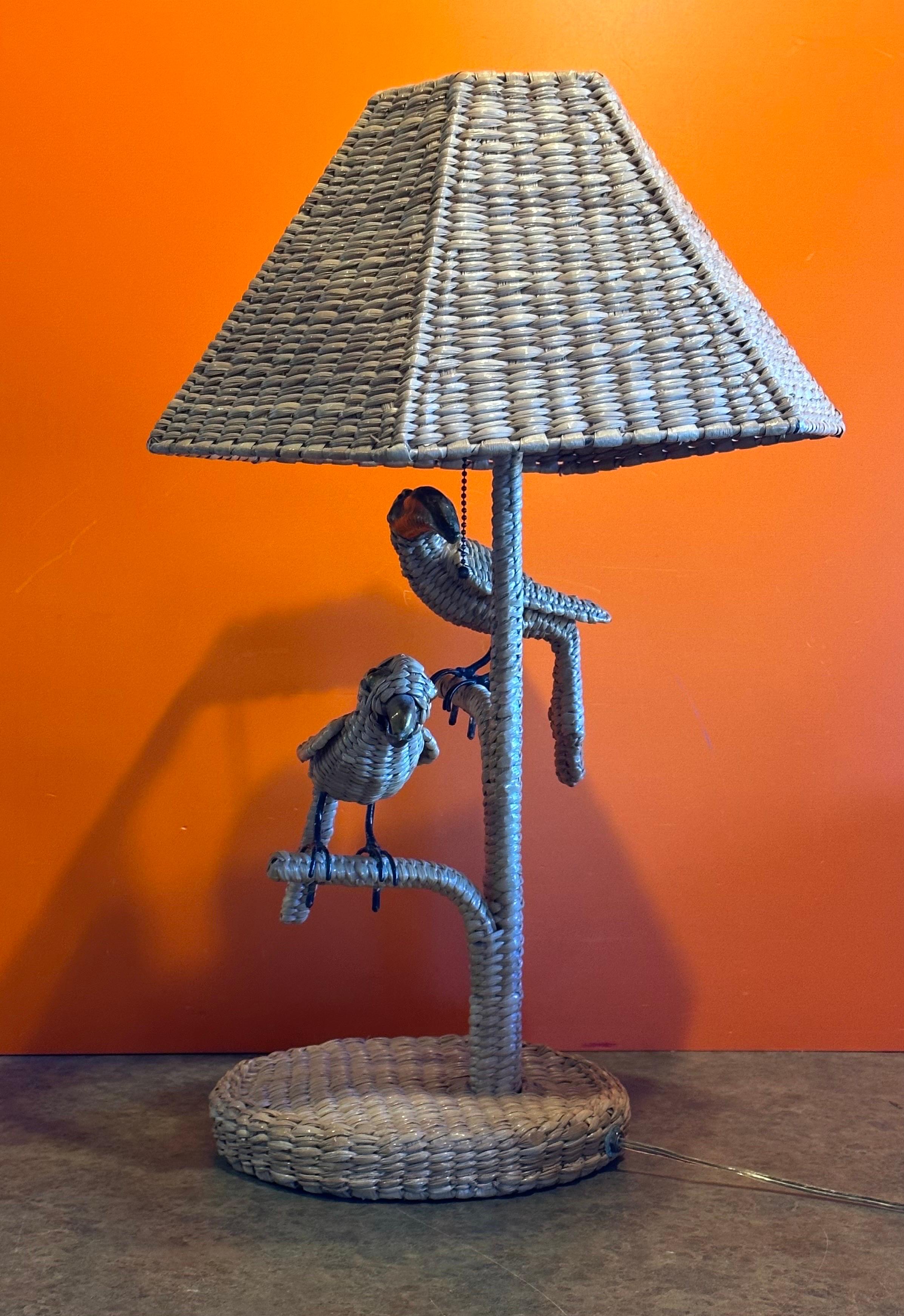 Parrot & Toucan Wicker Table Lamp by Mario Lopez Torres For Sale 3