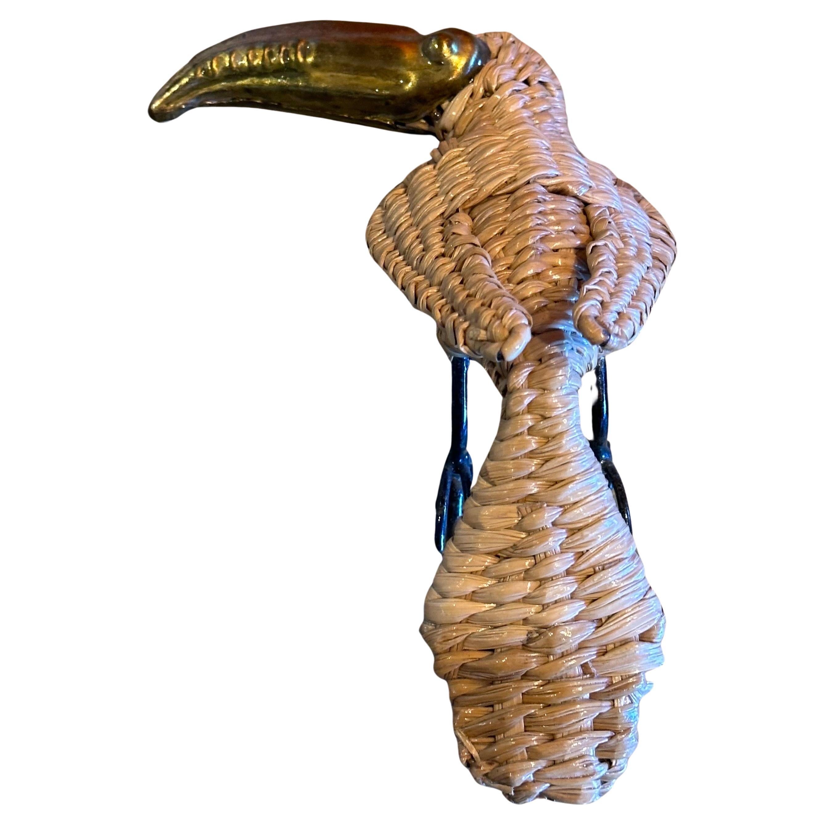 20th Century Parrot & Toucan Wicker Table Lamp by Mario Lopez Torres For Sale