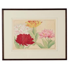 Parrot Tulip Woodblock Print by Tanigami Kōnan