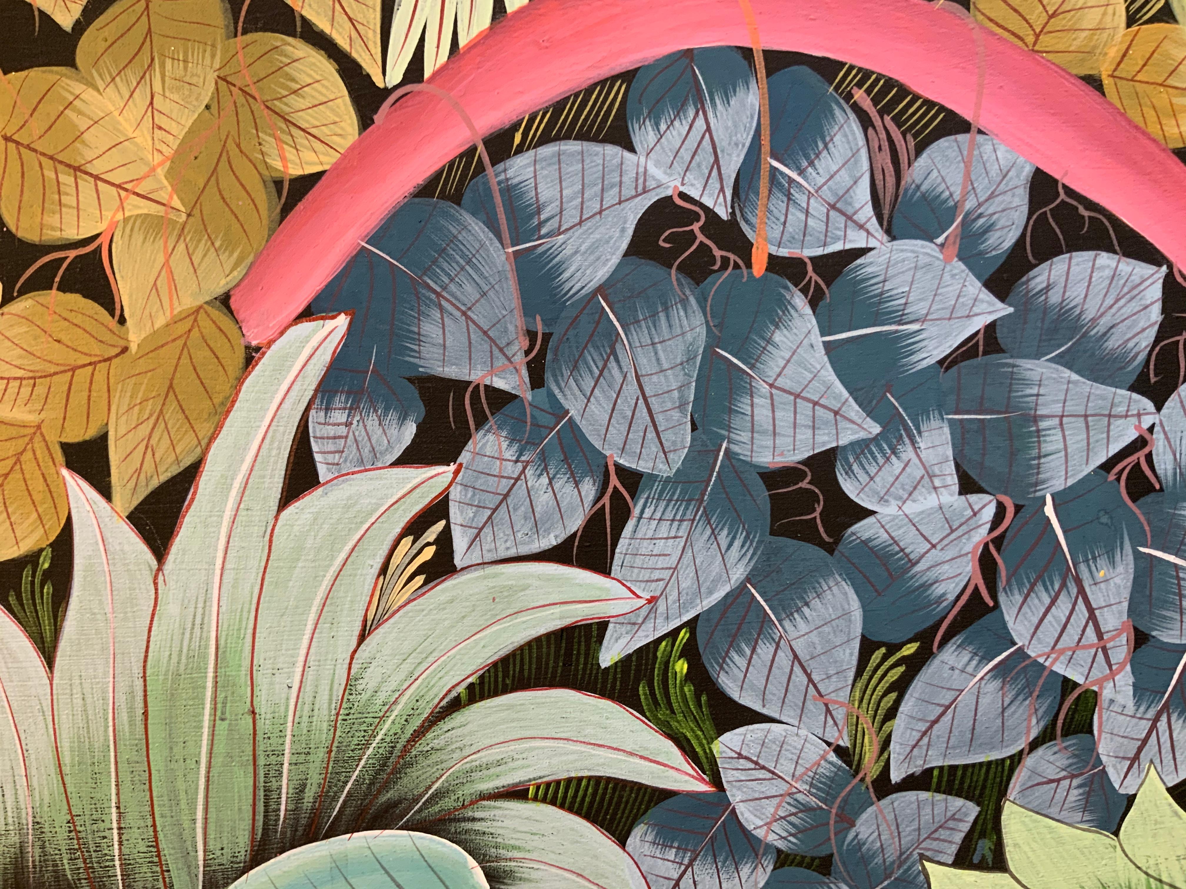 Perroquets dans la jungle Peinture haïtienne à l'acrylique sur toile en vente 10