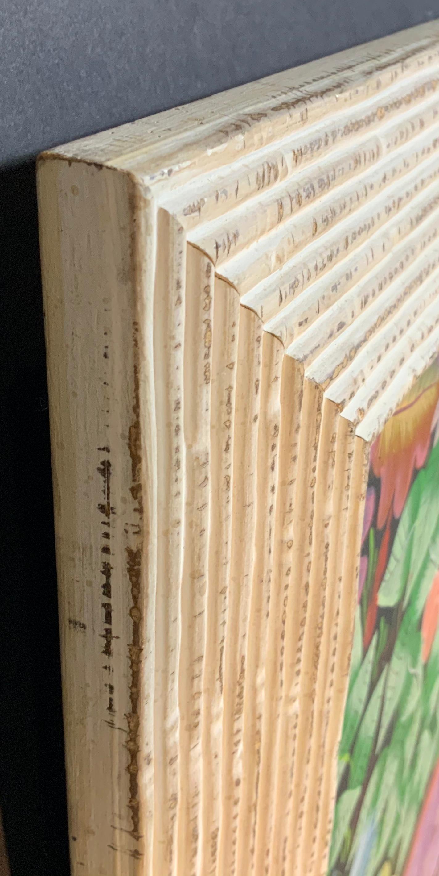 Loros en la selva Pintura acrílica haitiana sobre lienzo en venta 11