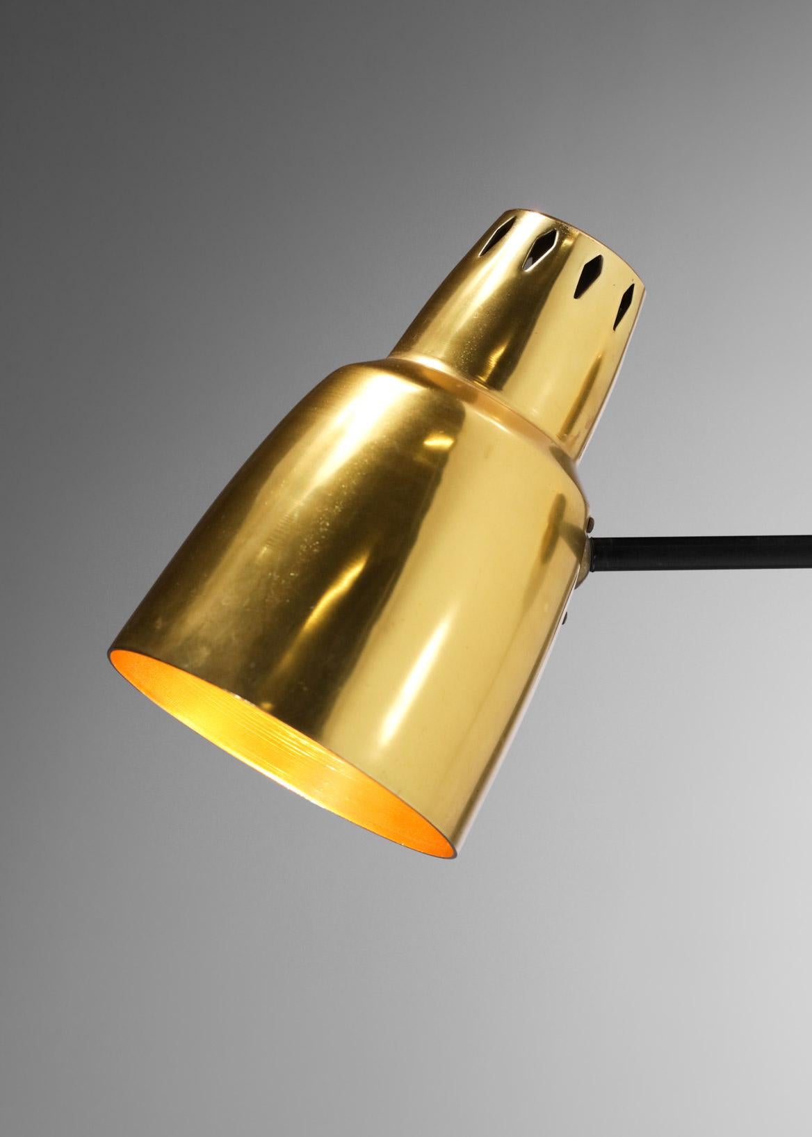 Parscot 60's Vintage Gilded Wall Lamp in Solid Brass In Good Condition For Sale In Lyon, FR