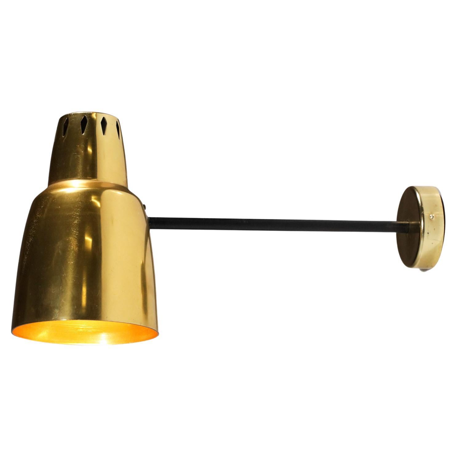 Parscot 60's Vintage Gilded Wall Lamp in Solid Brass For Sale