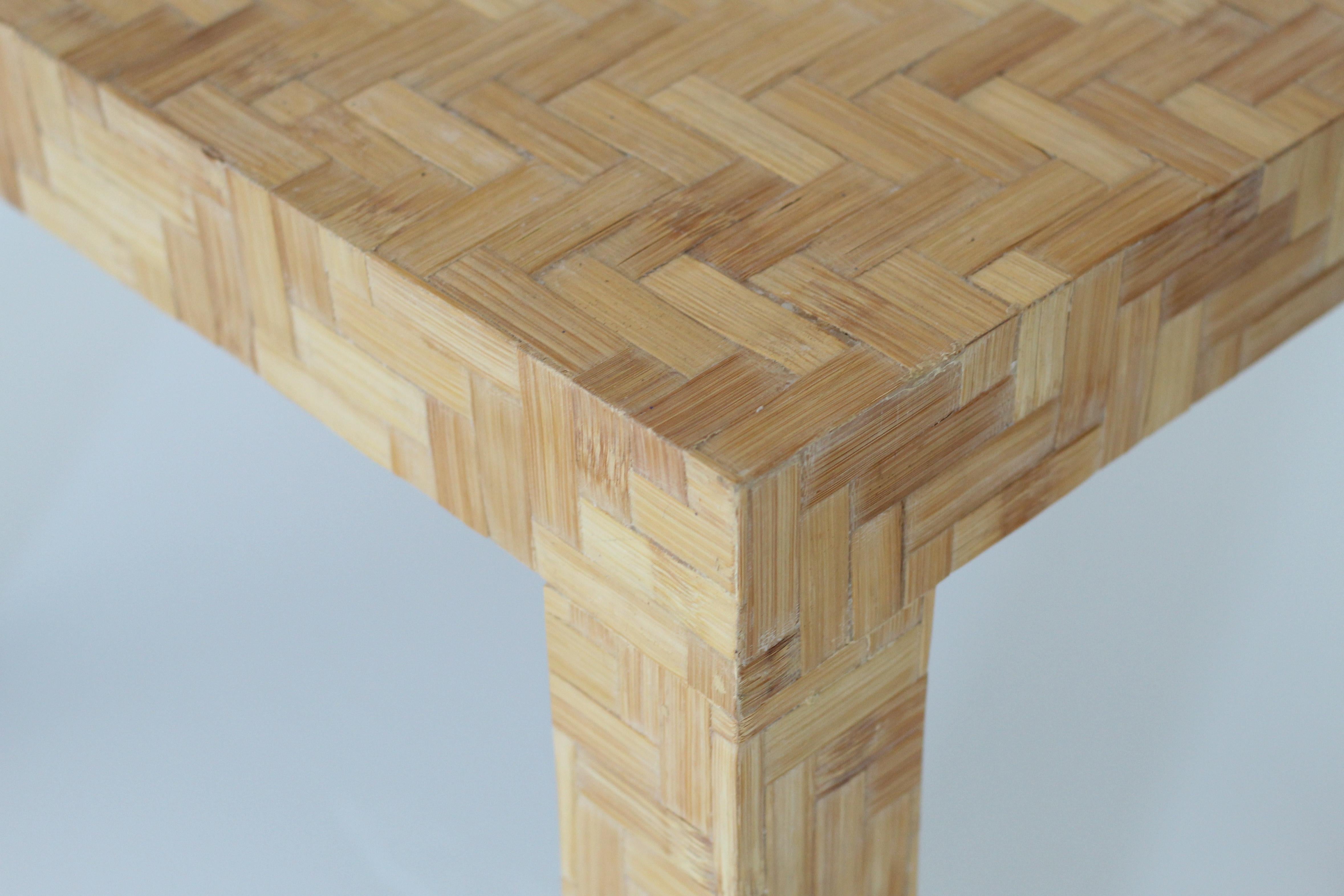 Parsons Bamboo Parquet Table, 1970s 4