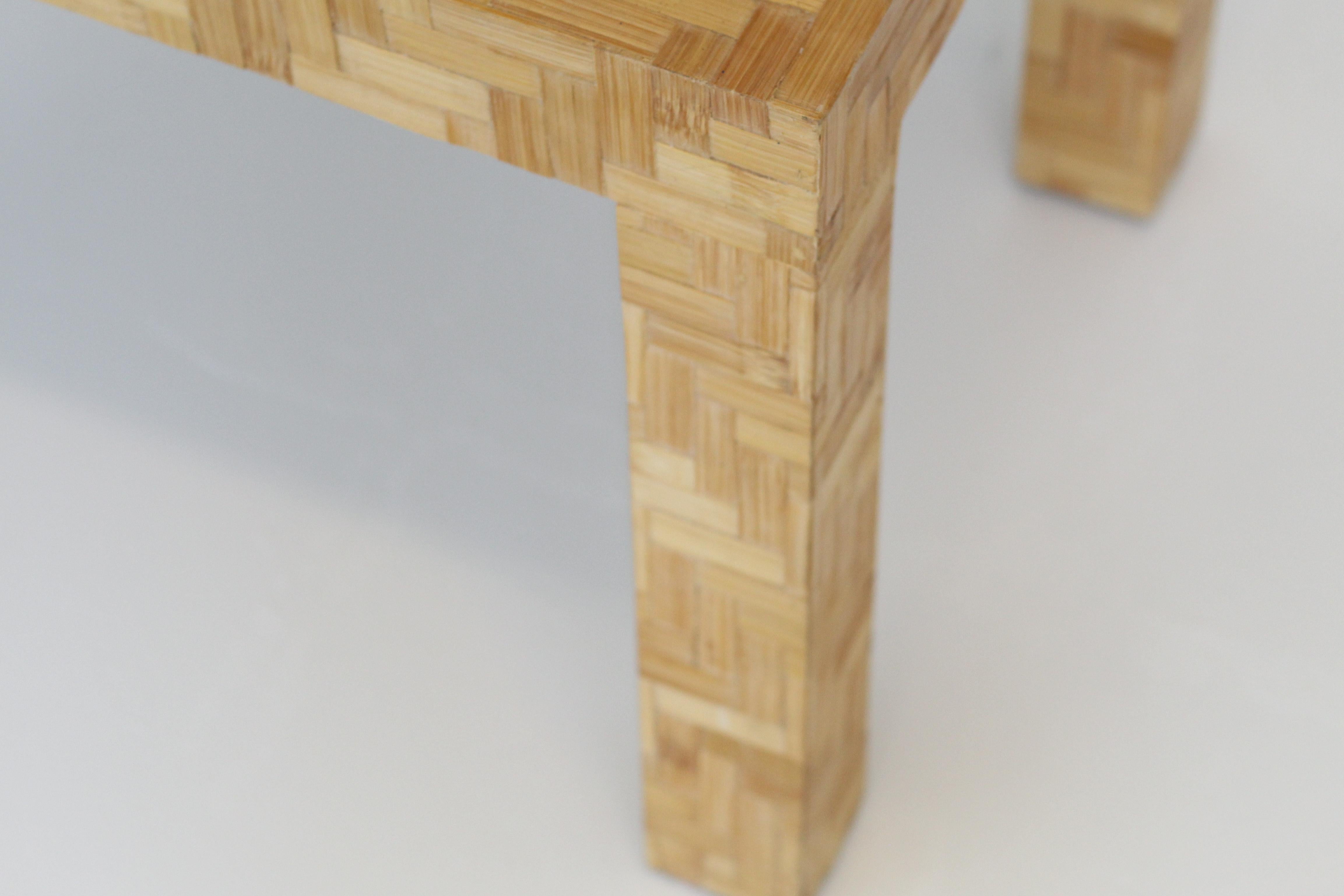Post-Modern Parsons Bamboo Parquet Table, 1970s