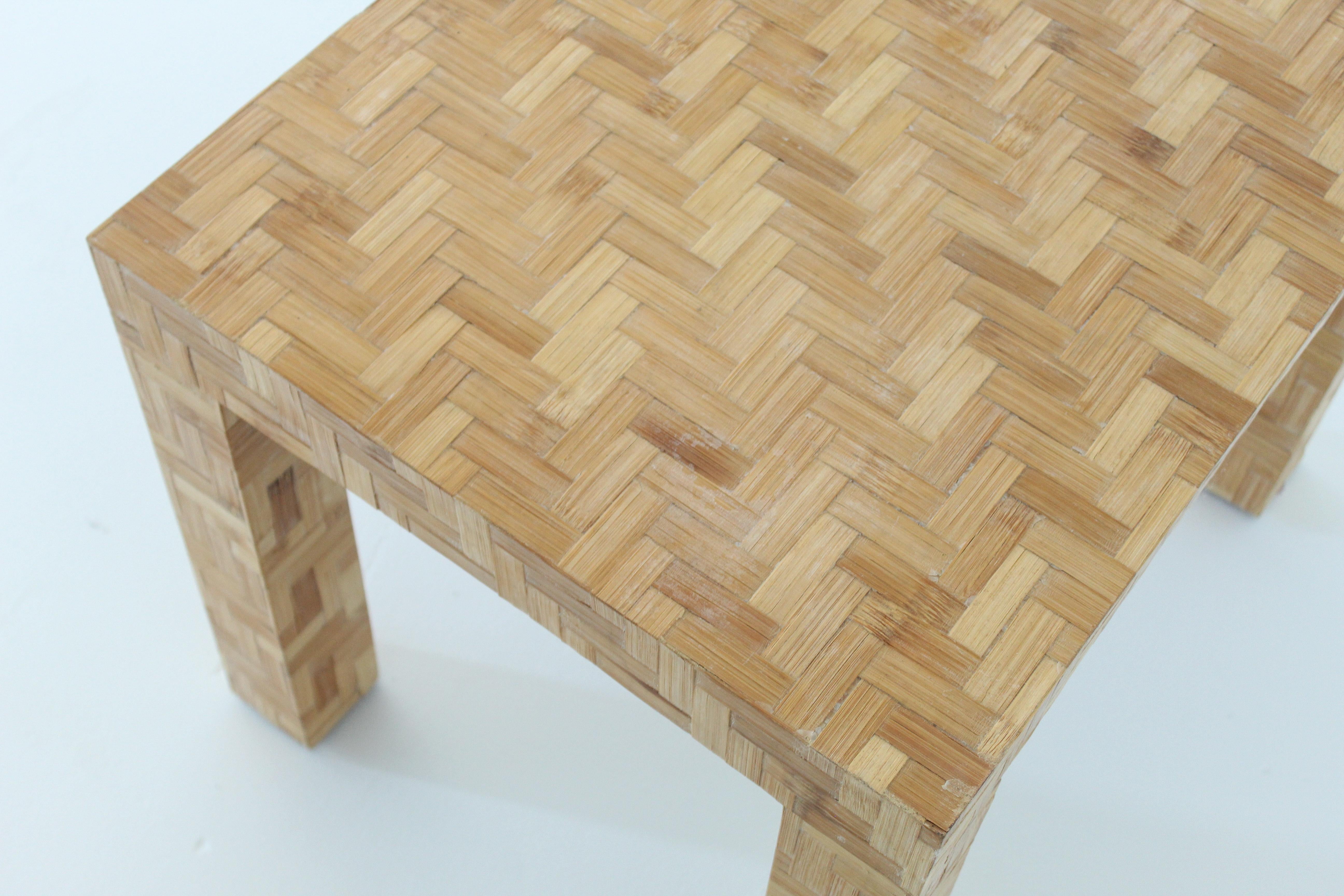 American Parsons Bamboo Parquet Table, 1970s