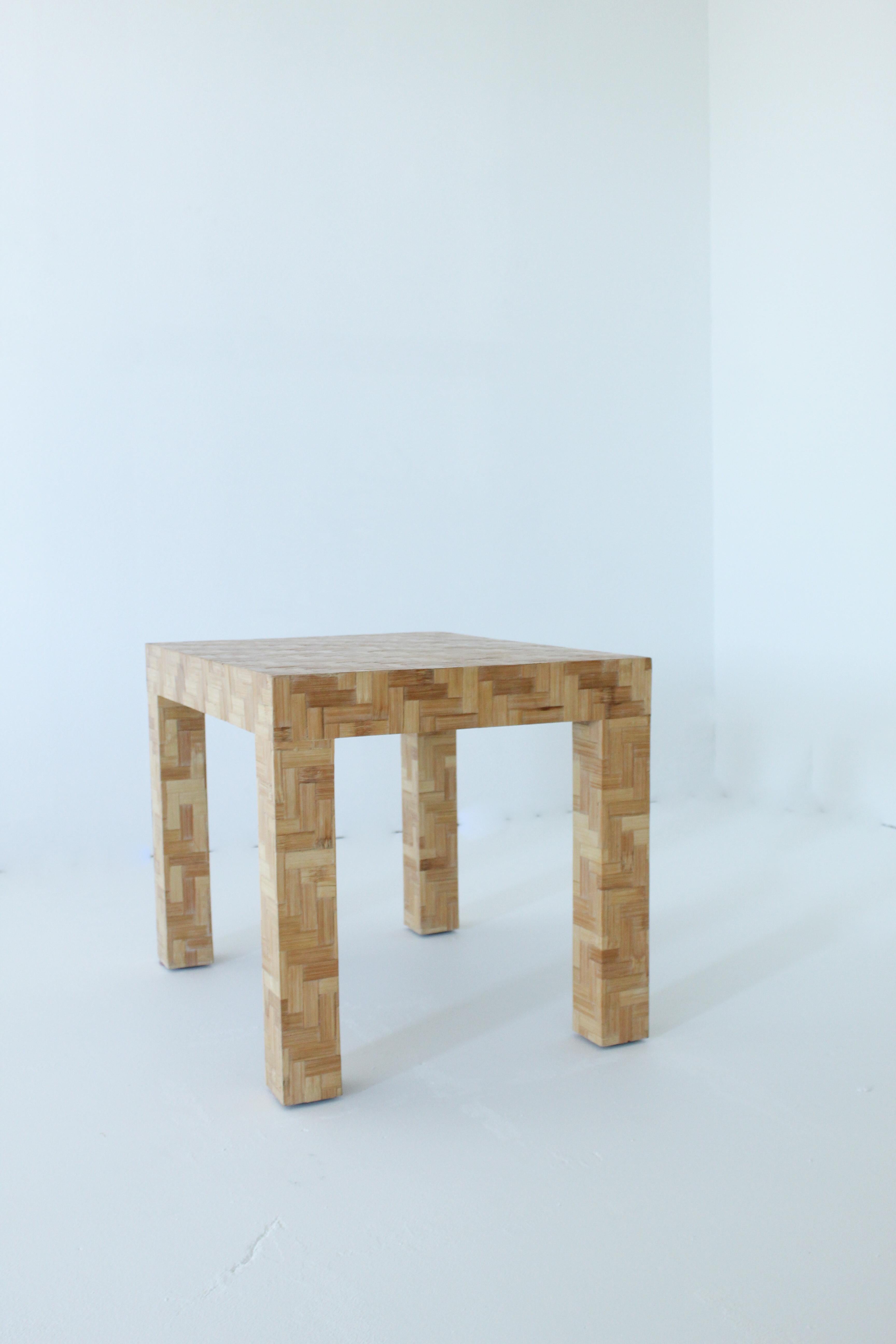 Parsons Bamboo Parquet Table, 1970s 1