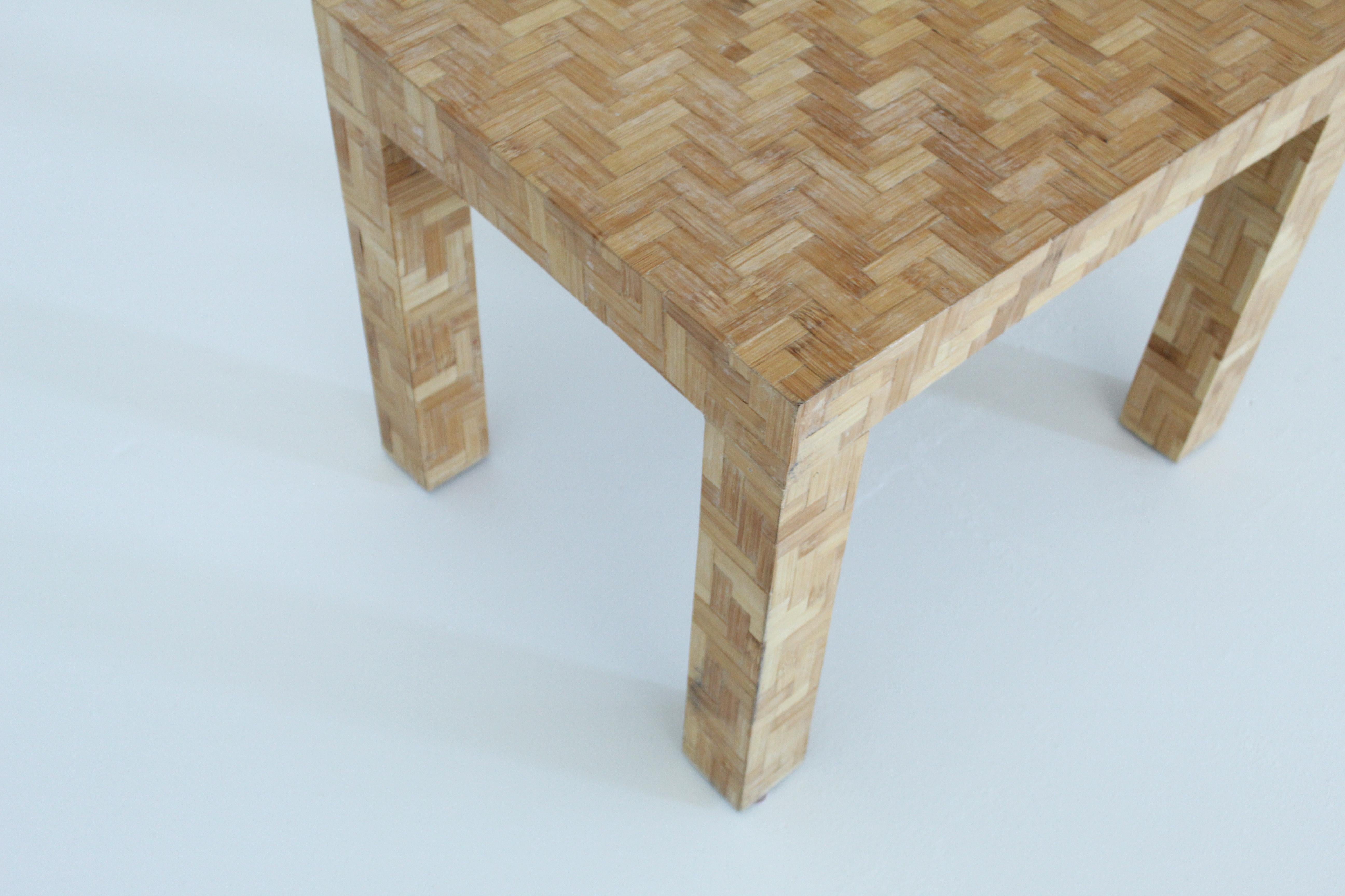 Parsons Bamboo Parquet Table, 1970s 2