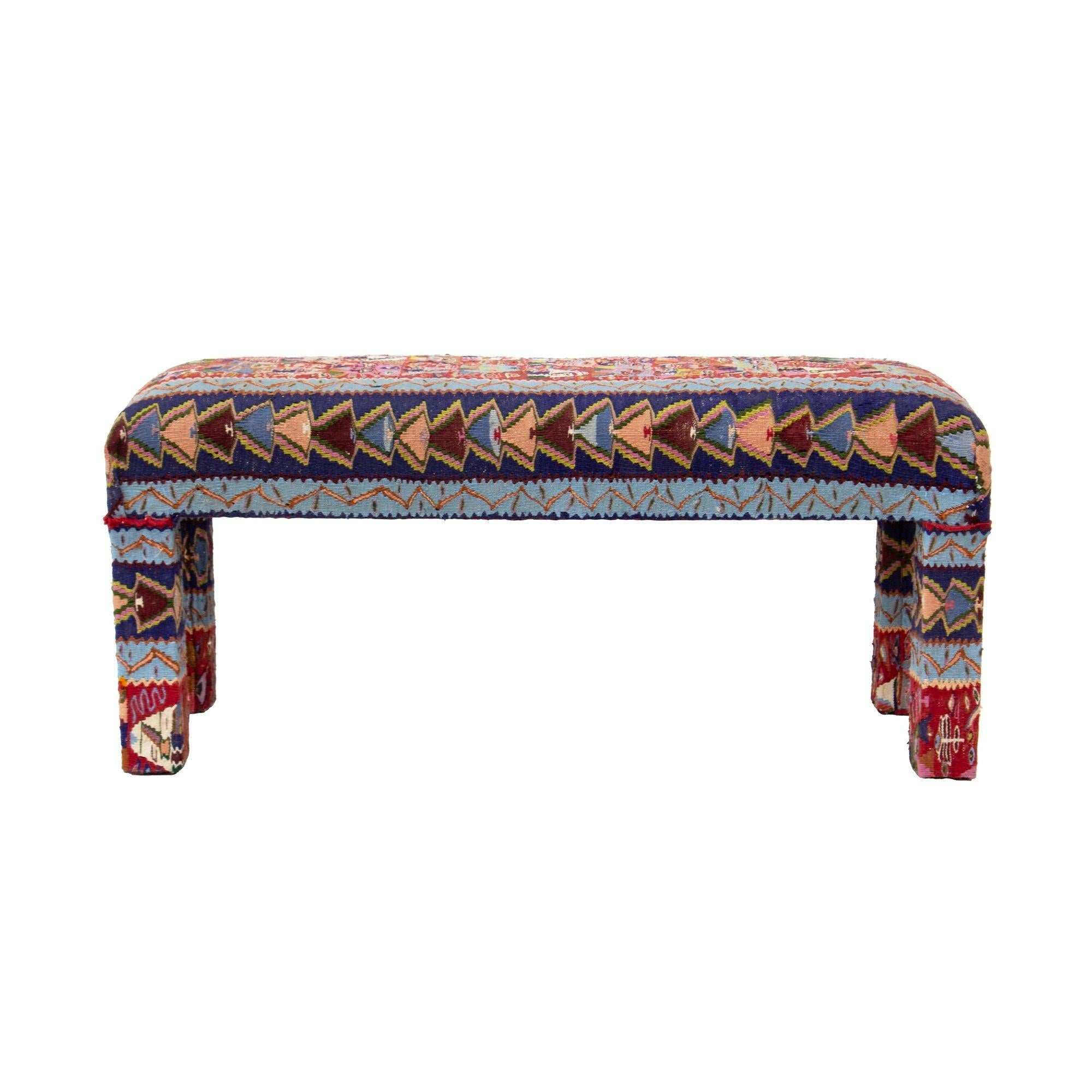 Parsons Bench Upholstered in a Vintage Textile, 45