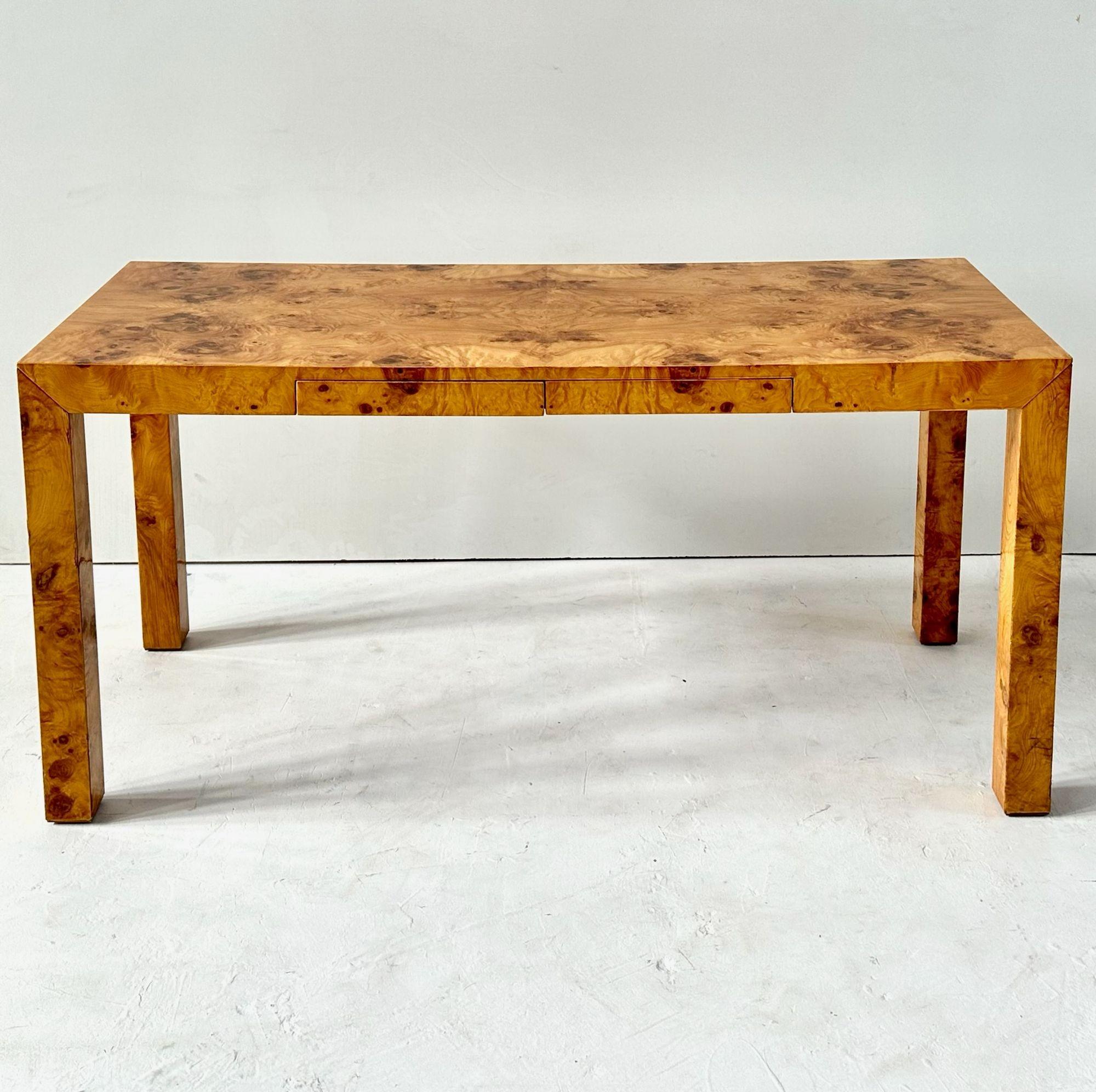 Mid-Century Modern Parsons Burl Wood Desk, 1960 For Sale