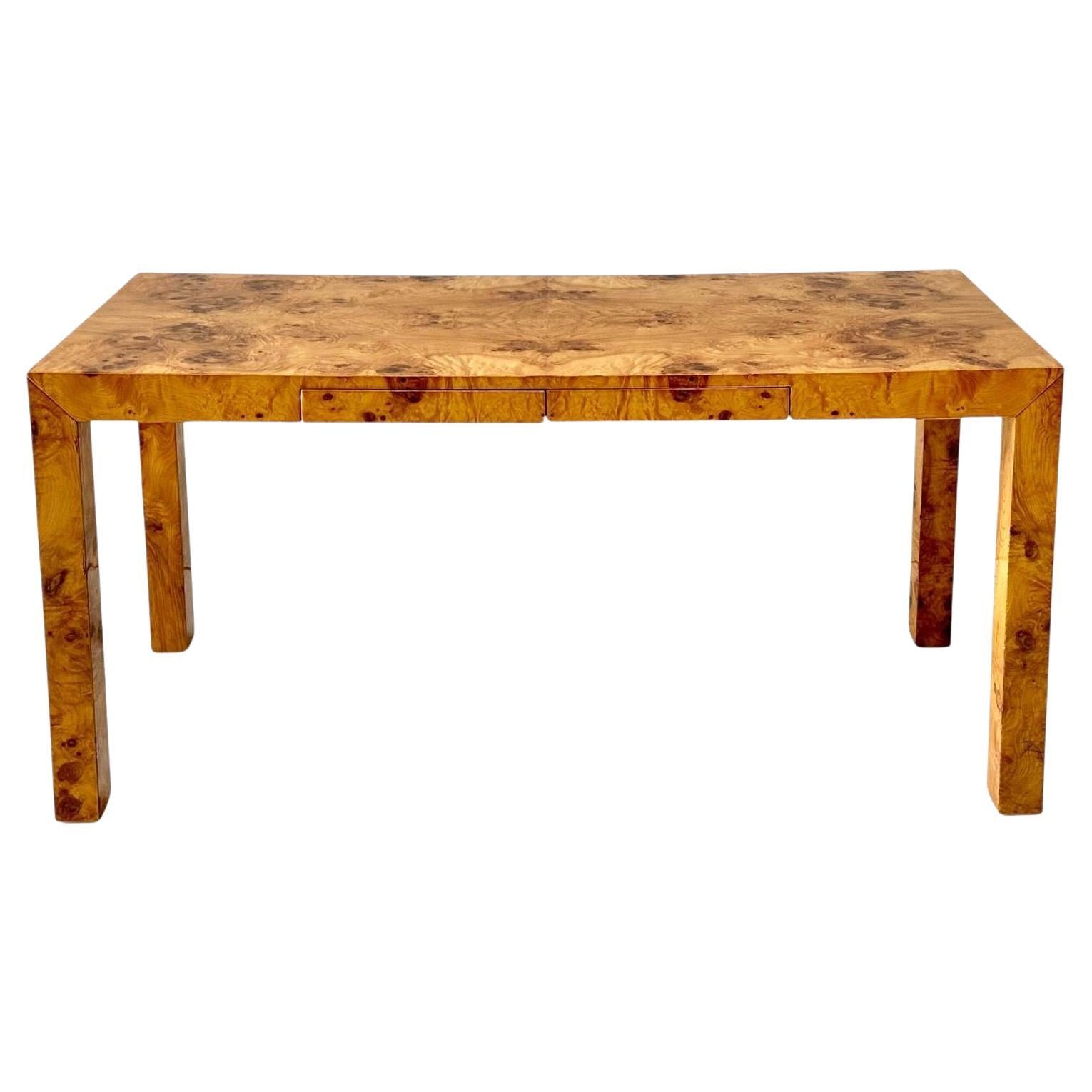 Parsons Burl Wood Desk, 1960 For Sale