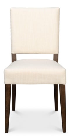 Parsons Dining Chairs in Cream with Dark Brown Legs, Sets of 2