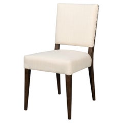 Parsons Dining Chairs in Cream with Dark Brown Legs, Sets of 2