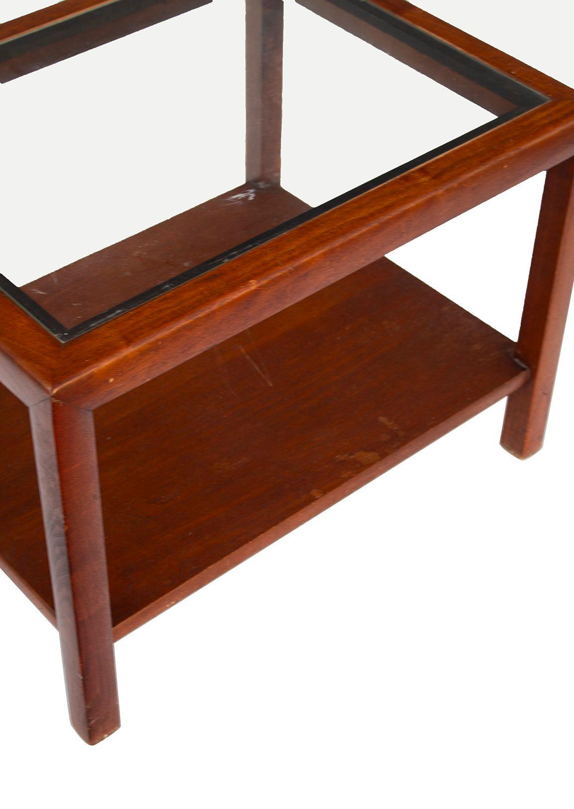 Late 20th Century Parsons End Table in Walnut with Glass Top, Henredon attr. For Sale