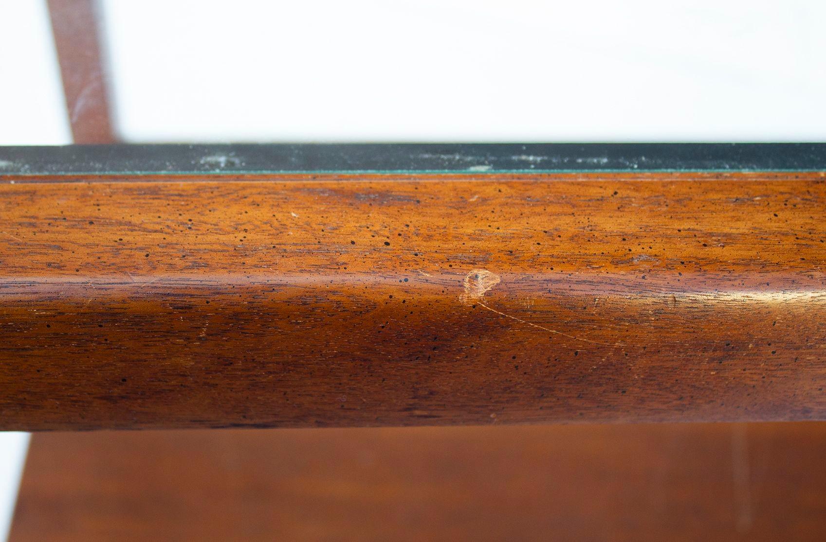 Parsons End Table in Walnut with Glass Top, Henredon attr. For Sale 2