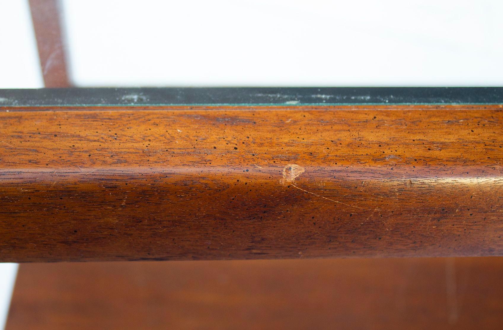 Parsons End Table in Walnut with Glass Top, Henredon attr. For Sale 2