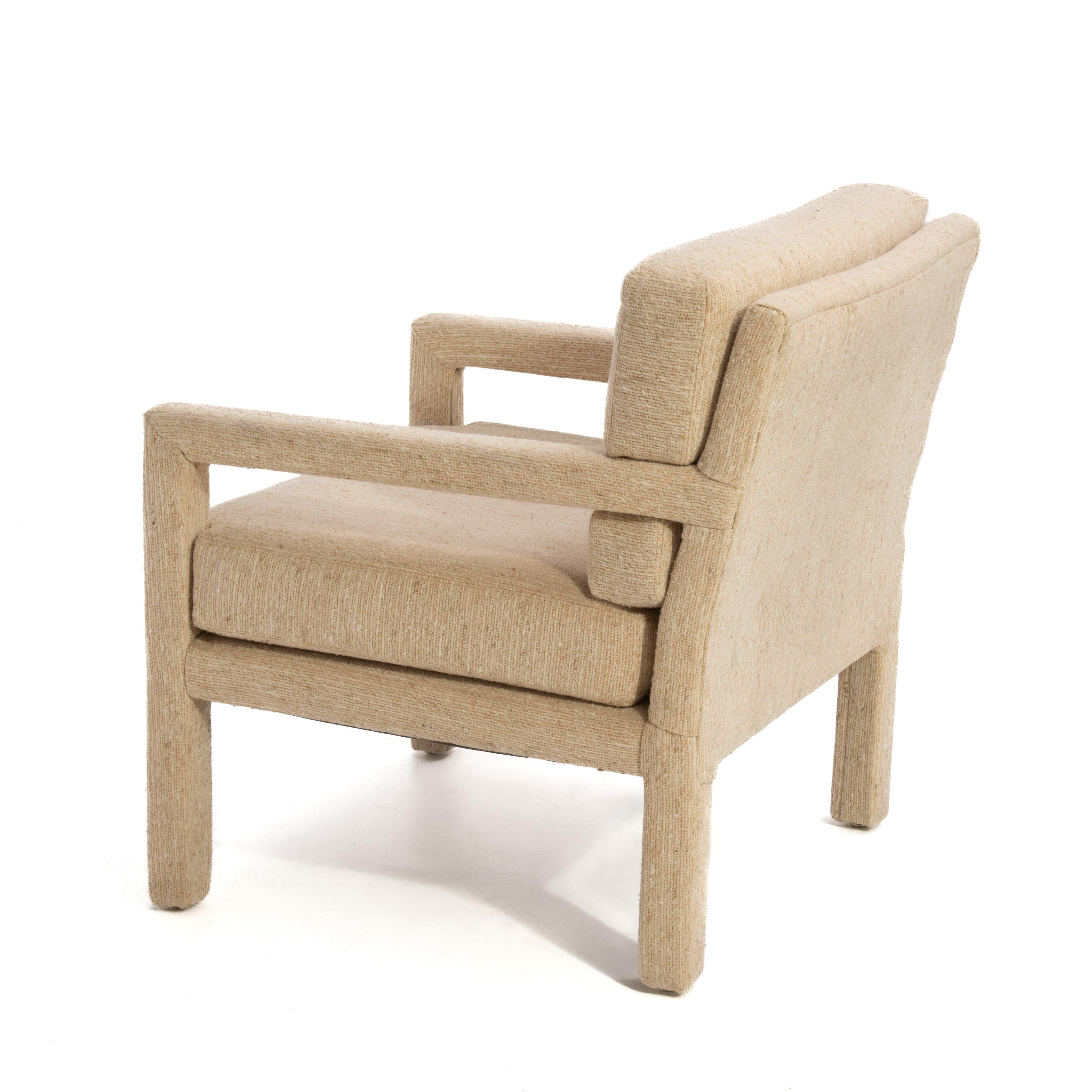 American Parsons Lounge Chair Original Oatmeal Fabric Unmarked After Milo Baughman Thayer