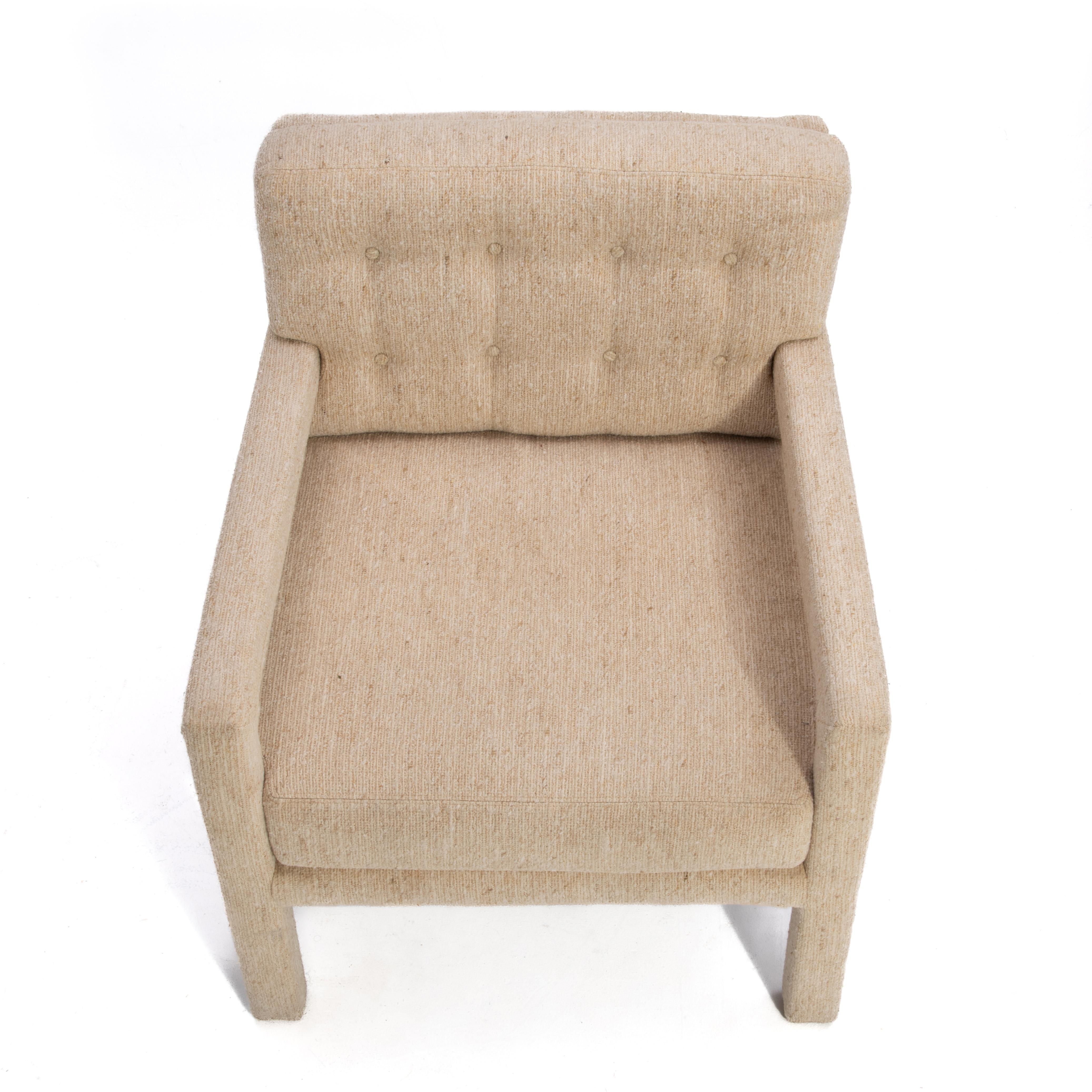 Parsons Lounge Chair Original Oatmeal Fabric Unmarked After Milo Baughman Thayer 2