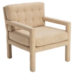 Parsons Lounge Chair Original Oatmeal Fabric Unmarked After Milo Baughman Thayer