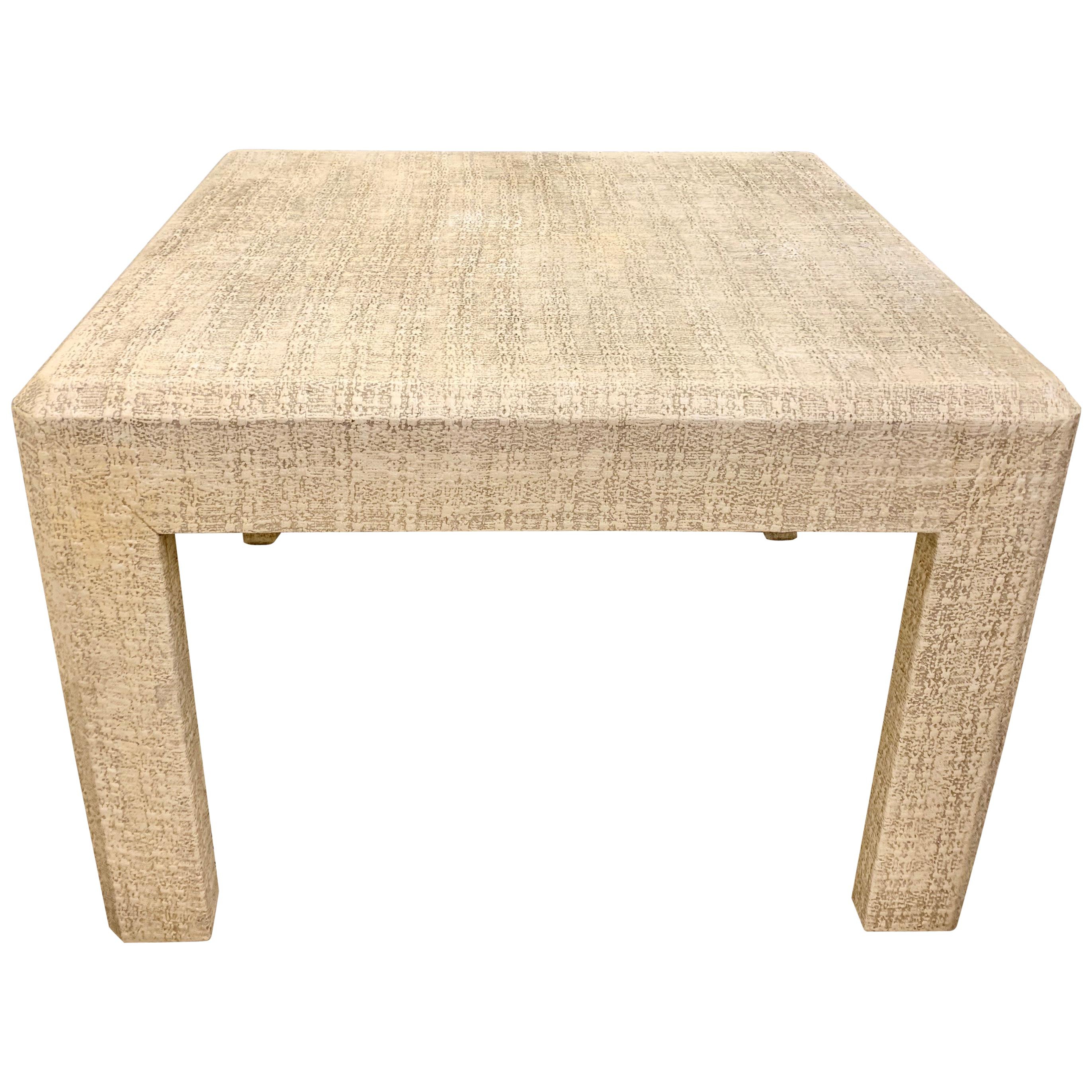 Parsons Low Game/Side Table Clad in Grasscloth