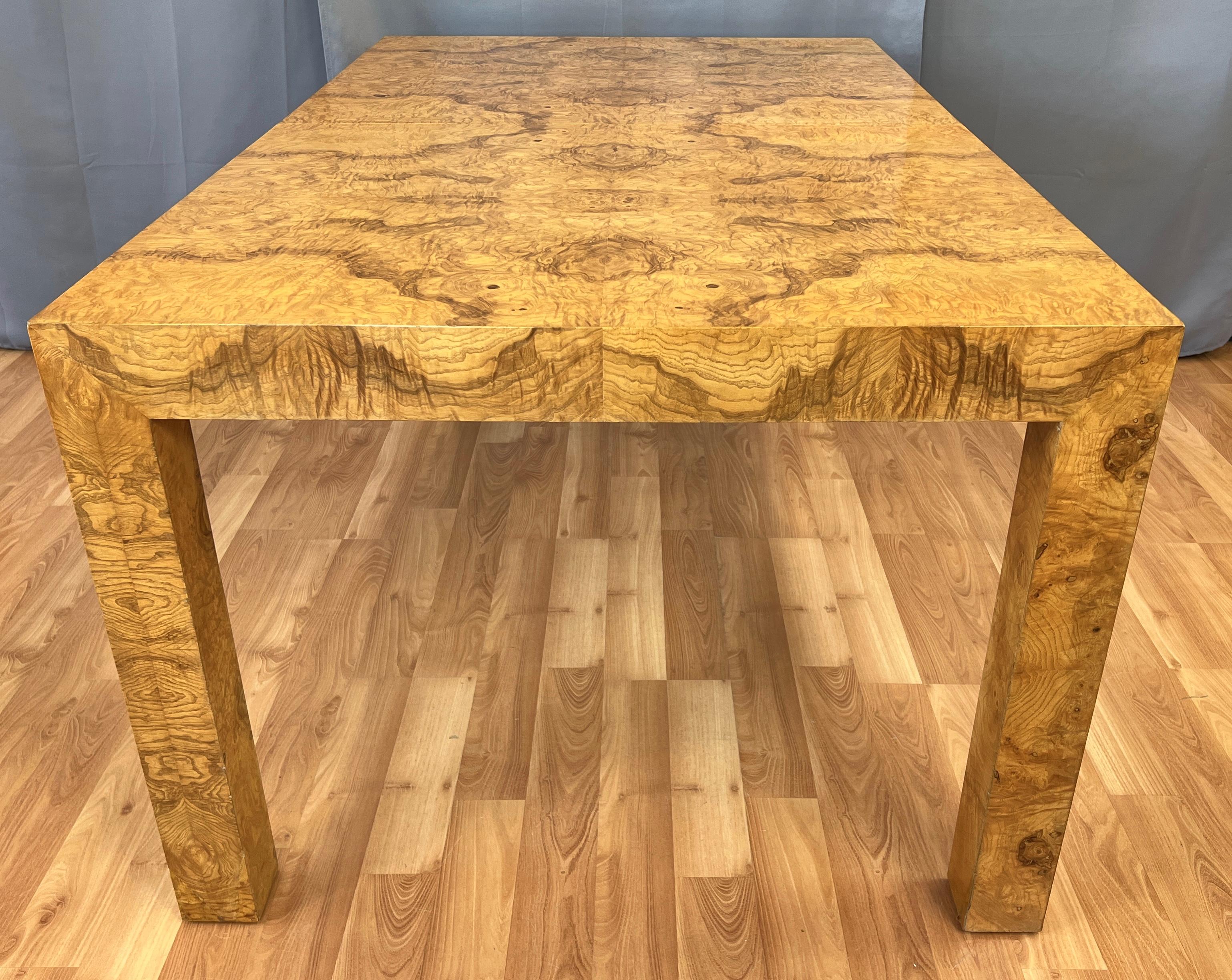 Parsons Maple Burl Dining Table Designed by Milo Baughman In Good Condition In San Francisco, CA