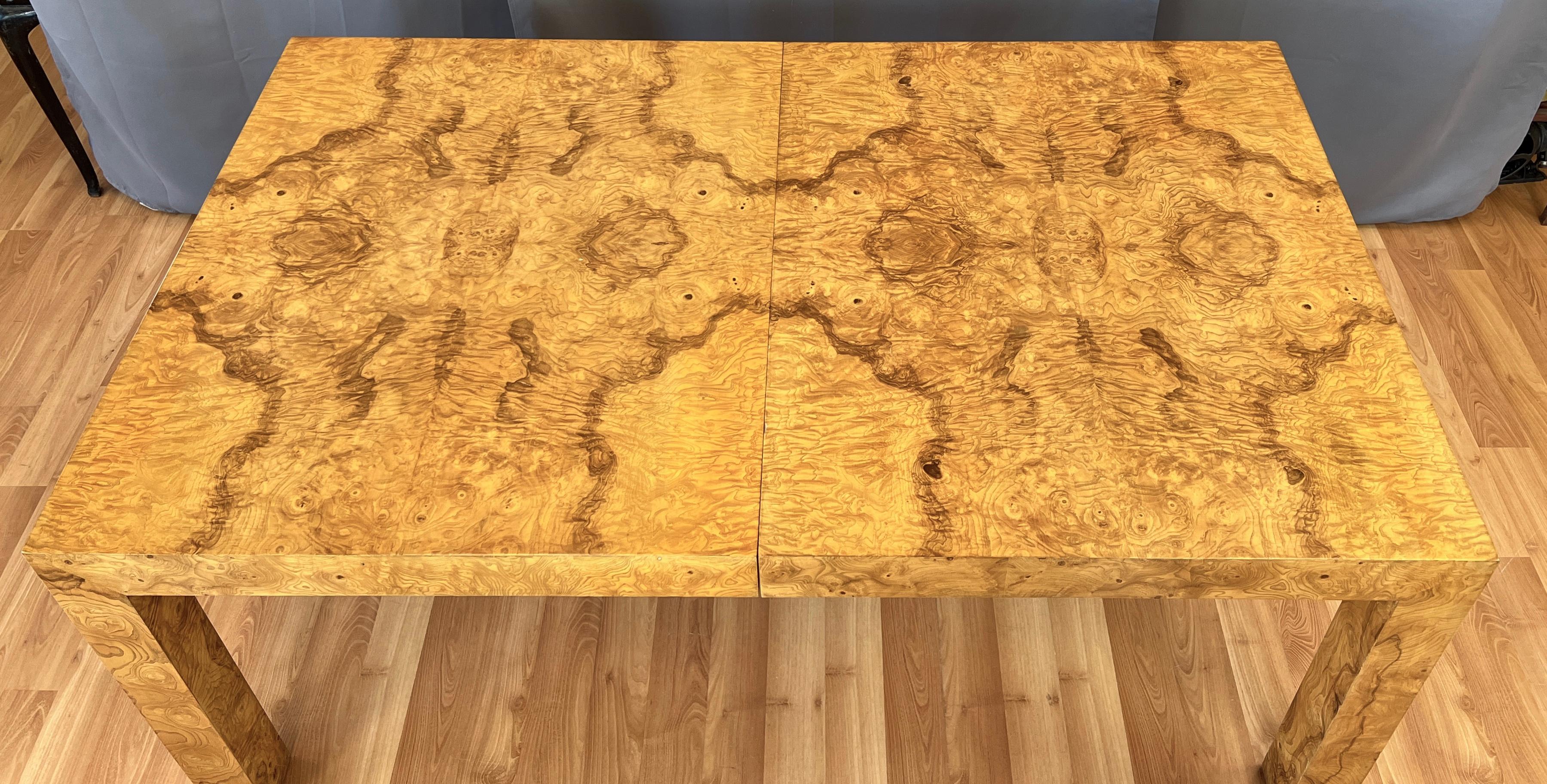 Late 20th Century Parsons Maple Burl Dining Table Designed by Milo Baughman