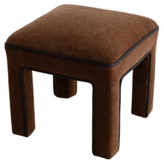 Parsons Stool Ottoman in Mohair and Leather