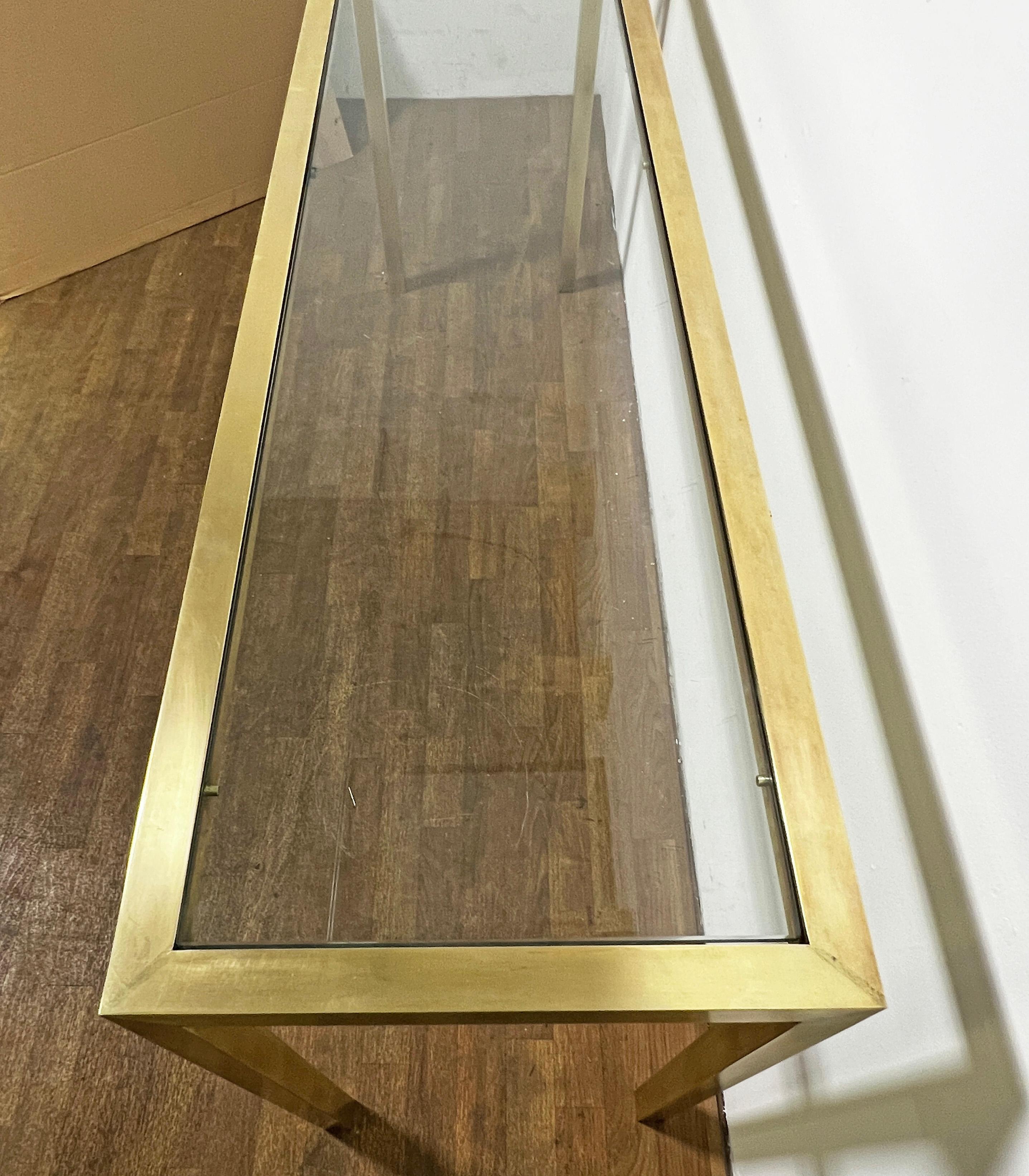 American Parsons Style Brass Console Table Attributed to Directional Circa 1970s For Sale
