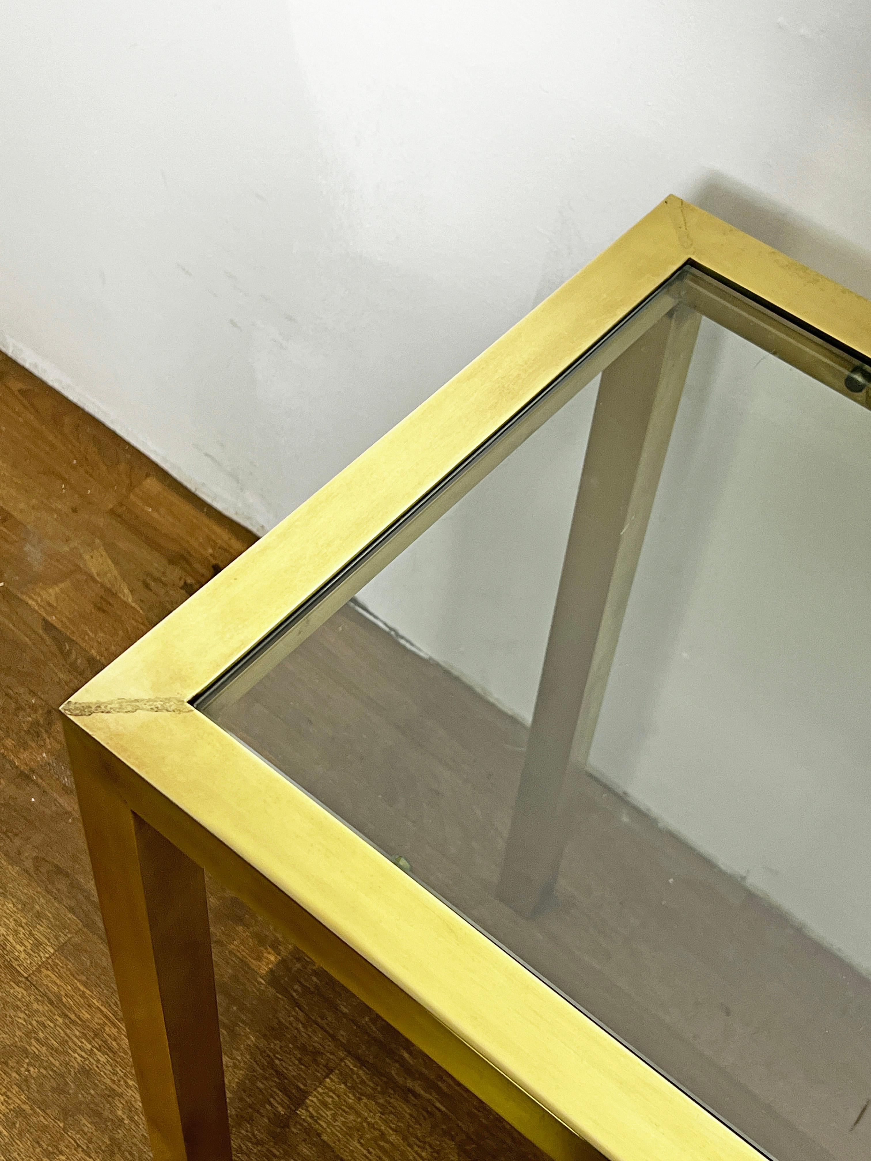 Late 20th Century Parsons Style Brass Console Table Attributed to Directional Circa 1970s For Sale