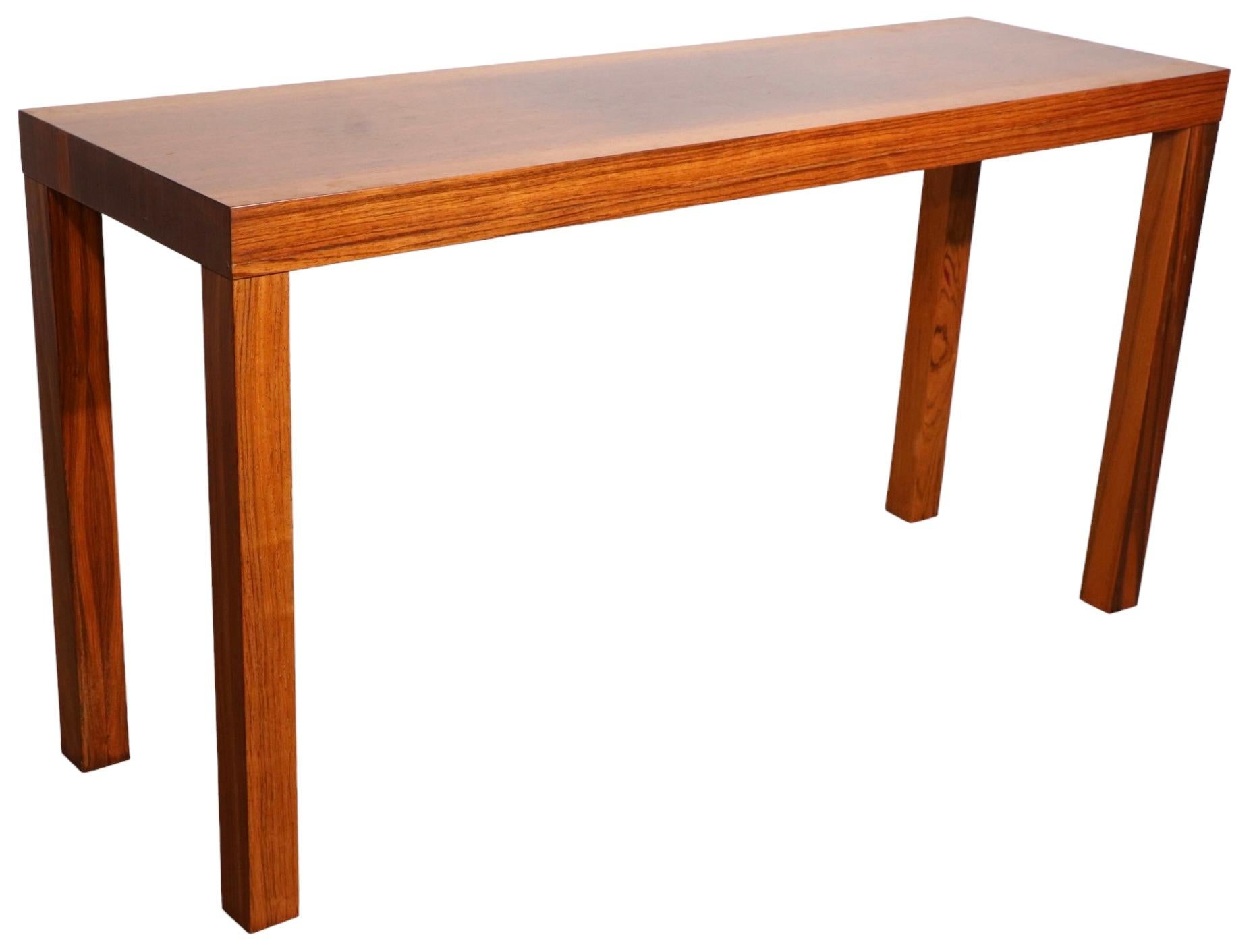 Scandinavian Modern Parsons Style Danish Modern Console Table in Rosewood