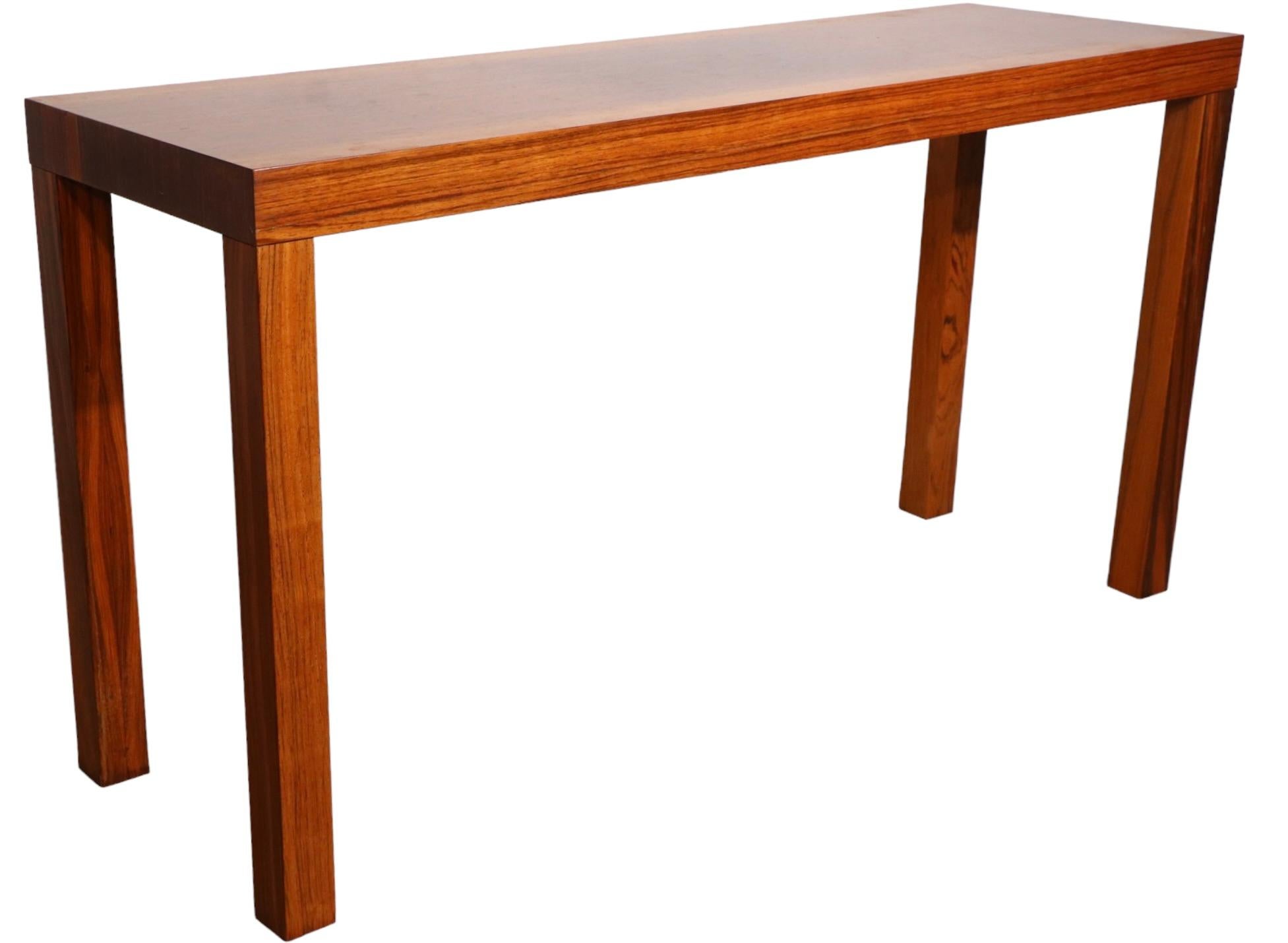 20th Century Parsons Style Danish Modern Console Table in Rosewood