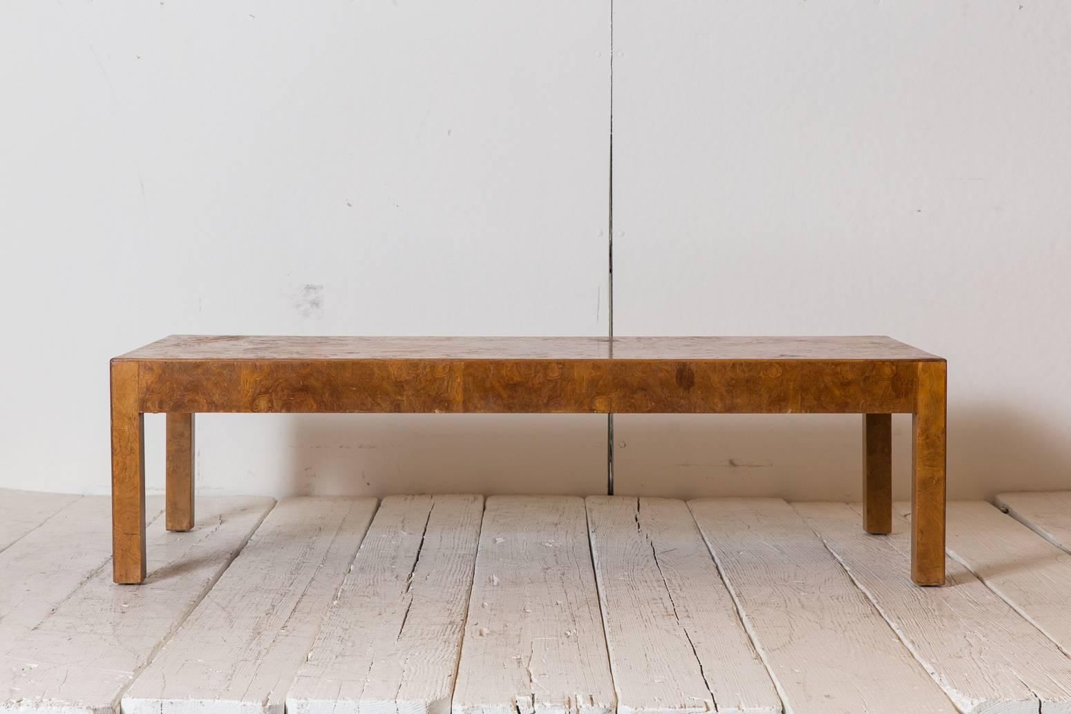 Parsons Style Italian Burled Wood Rectangular Coffee Table 1