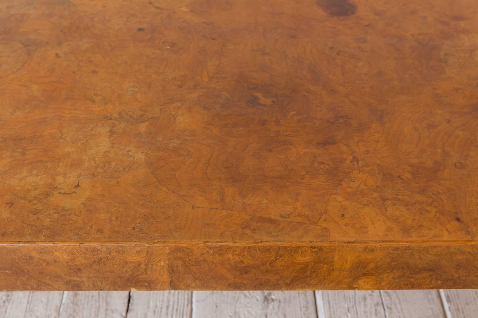 Parsons Style Italian Burled Wood Rectangular Coffee Table 2