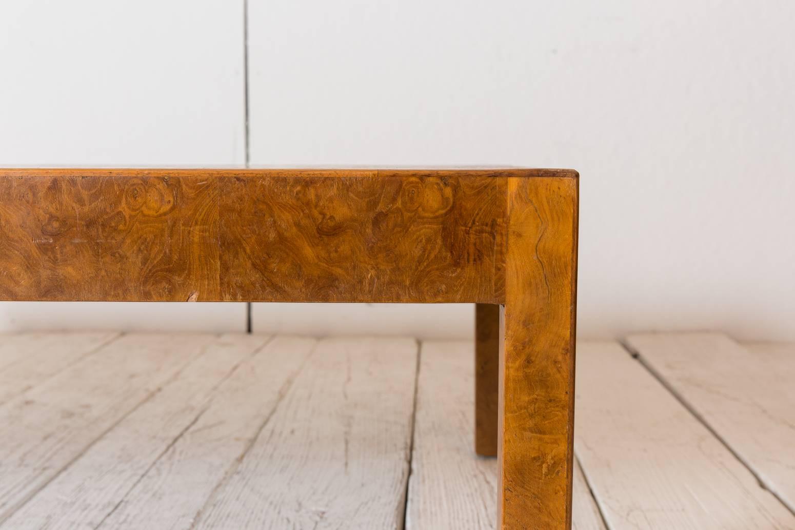 Parsons Style Italian Burled Wood Rectangular Coffee Table 4