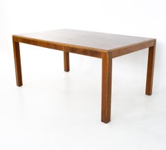 Parsons Style Mid Century Walnut and Oak Expanding 10 Person Dining Table