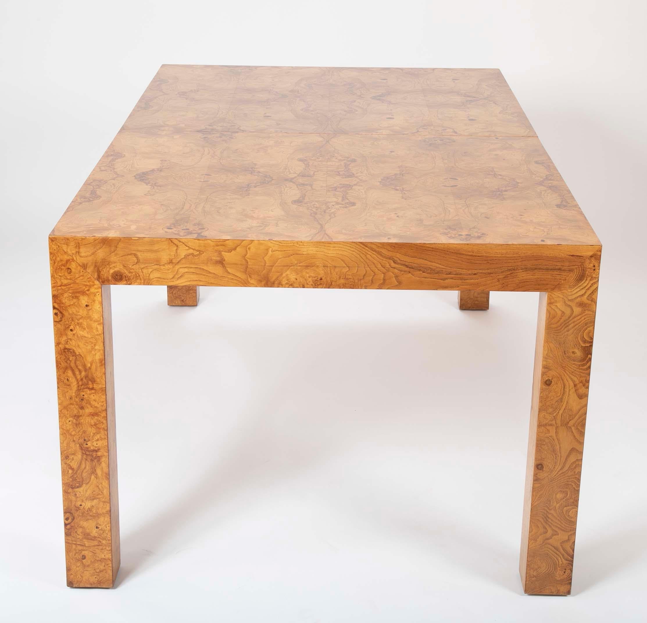 Parsons Style Olivewood Dining Table Design Attributed to Milo Baughman 5