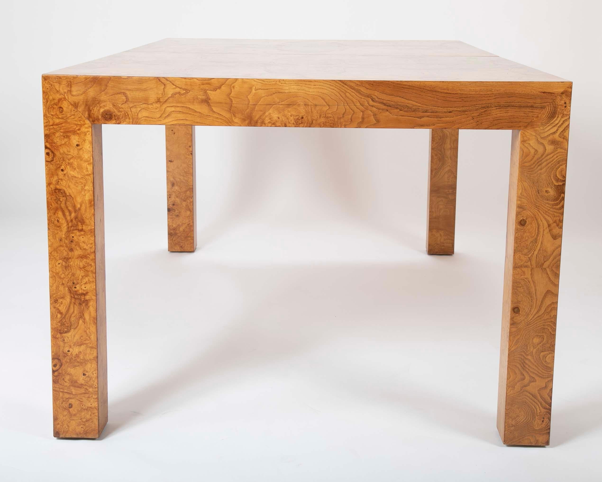 Parsons Style Olivewood Dining Table Design Attributed to Milo Baughman 6