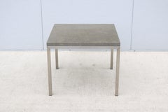 Parsons Style Square Occasional Table Concrete Top and Stainless Steel Base