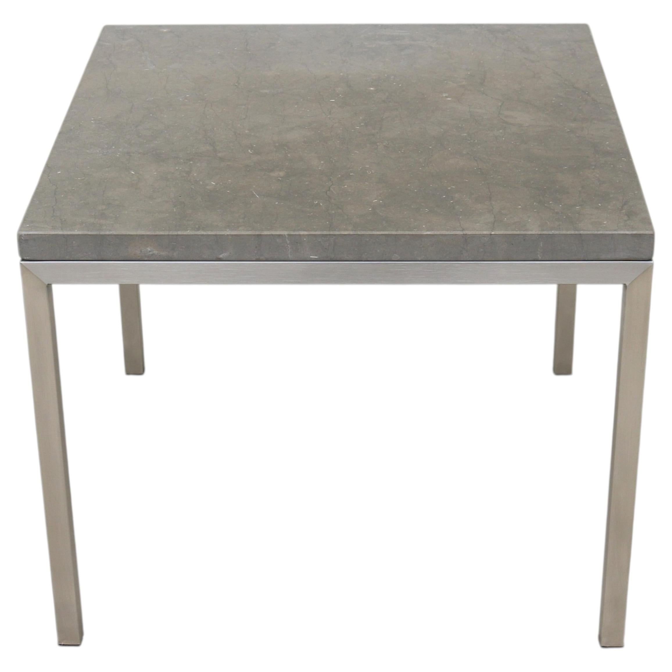 Parsons Style Square Occasional Table Concrete Top and Stainless Steel Base