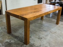 Parsons Style Teak Wood Dining Table Single Plank Top