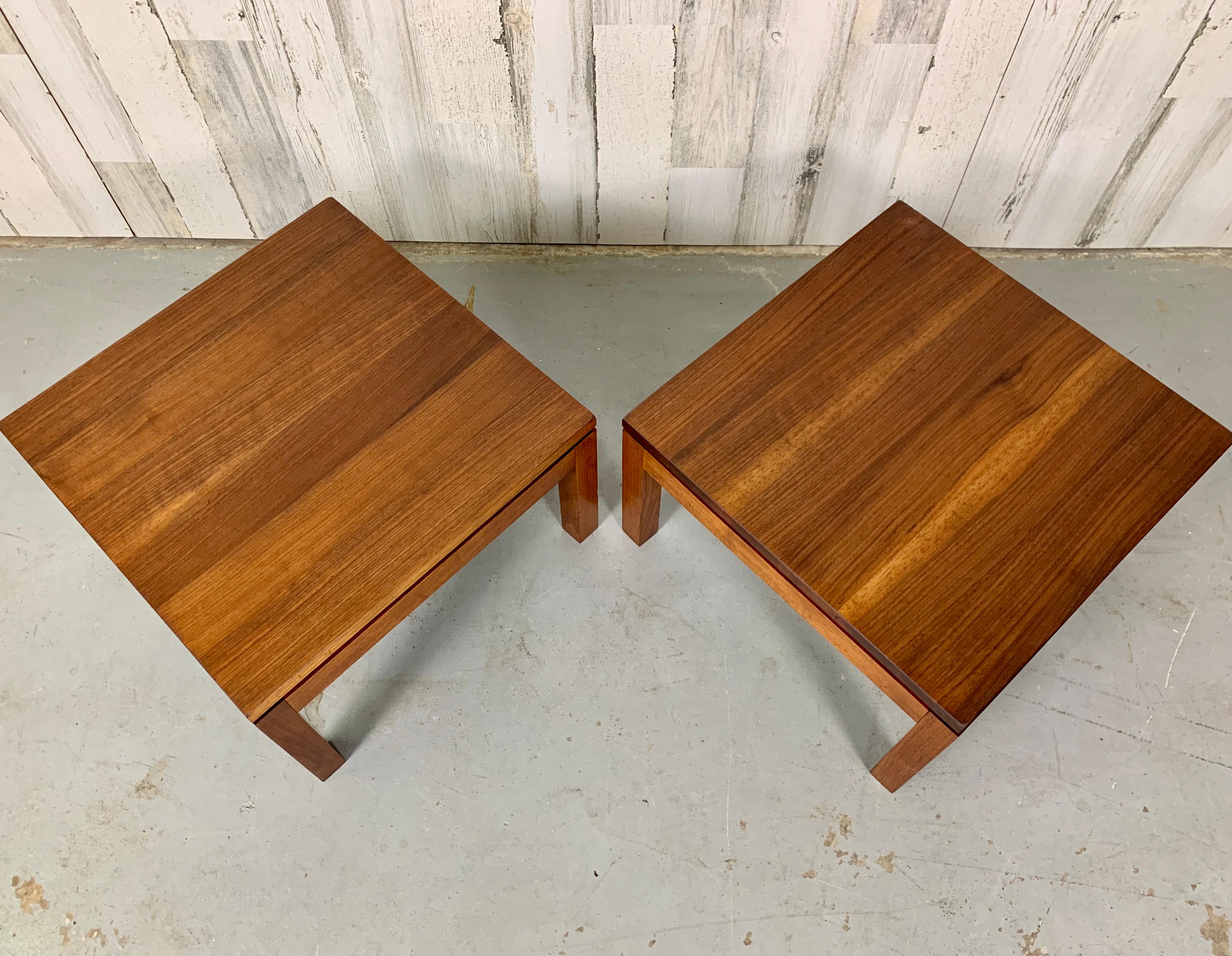 Parsons Style Walnut Low End Tables  4