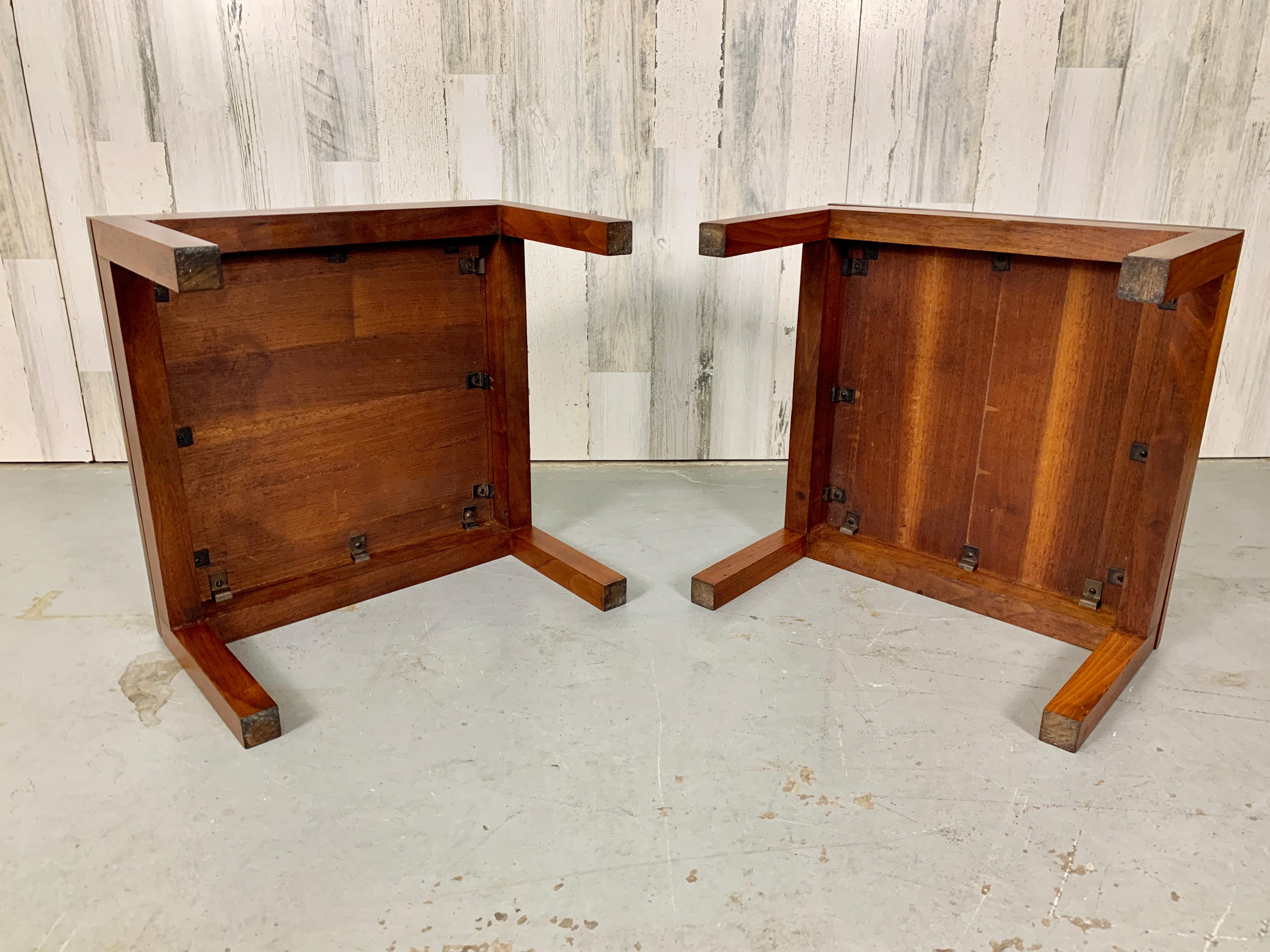 Parsons Style Walnut Low End Tables  5