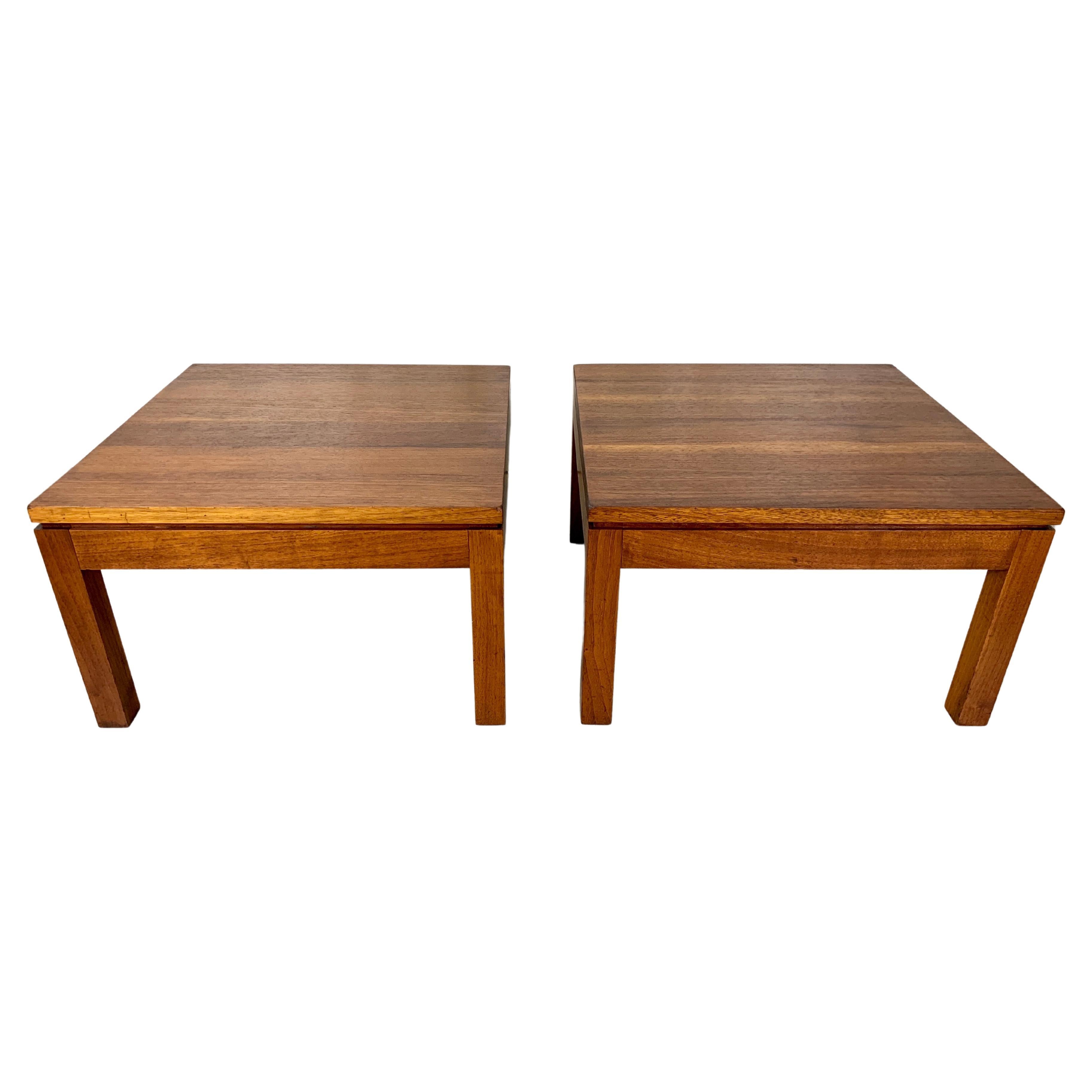 Parsons Style Walnut Low End Tables  7