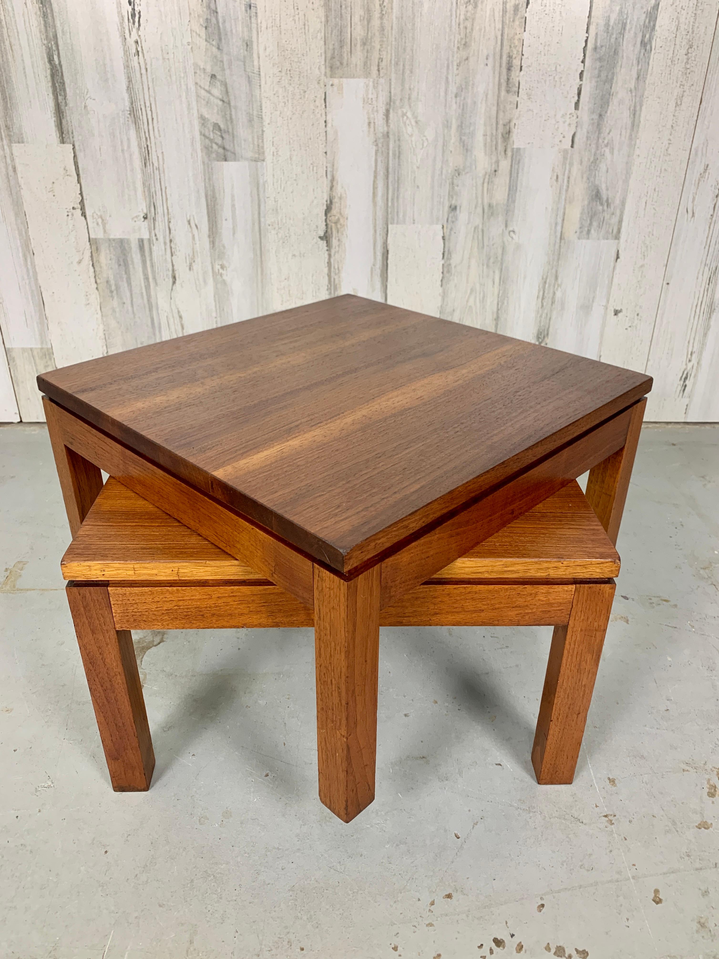 Parsons Style Walnut Low End Tables  8