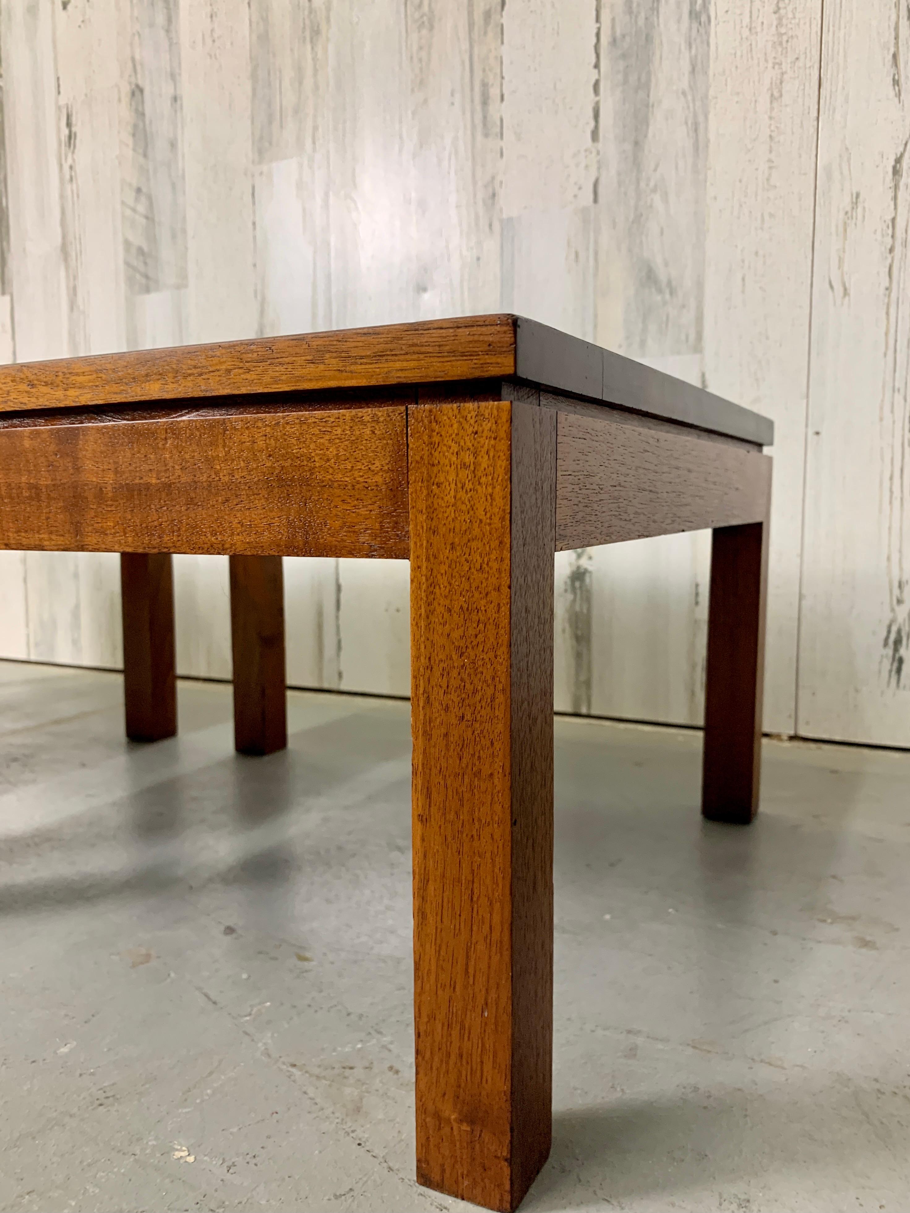North American Parsons Style Walnut Low End Tables 